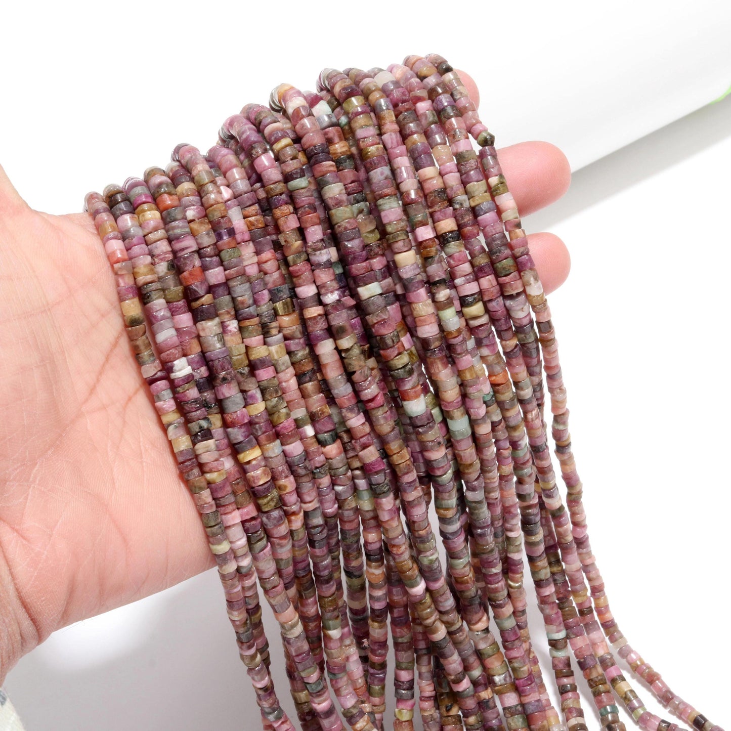 Multi Tourmaline Washer Beads Natural Disco Tourmaline Smooth Tyer Beads Heishi Washer Tourmaline Beads for Jewelry Making