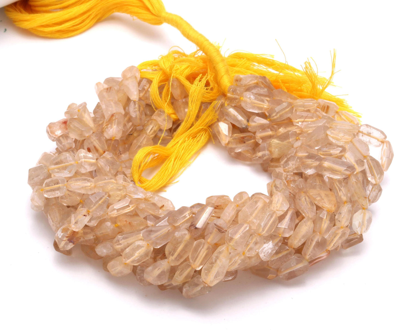 Citrine Nugget Bead Faceted Nugget Bead Natural Citrine Tumble 13" Strand Light Citrine Gemstone Nugget/Tumble for Handmade Jewelry Design