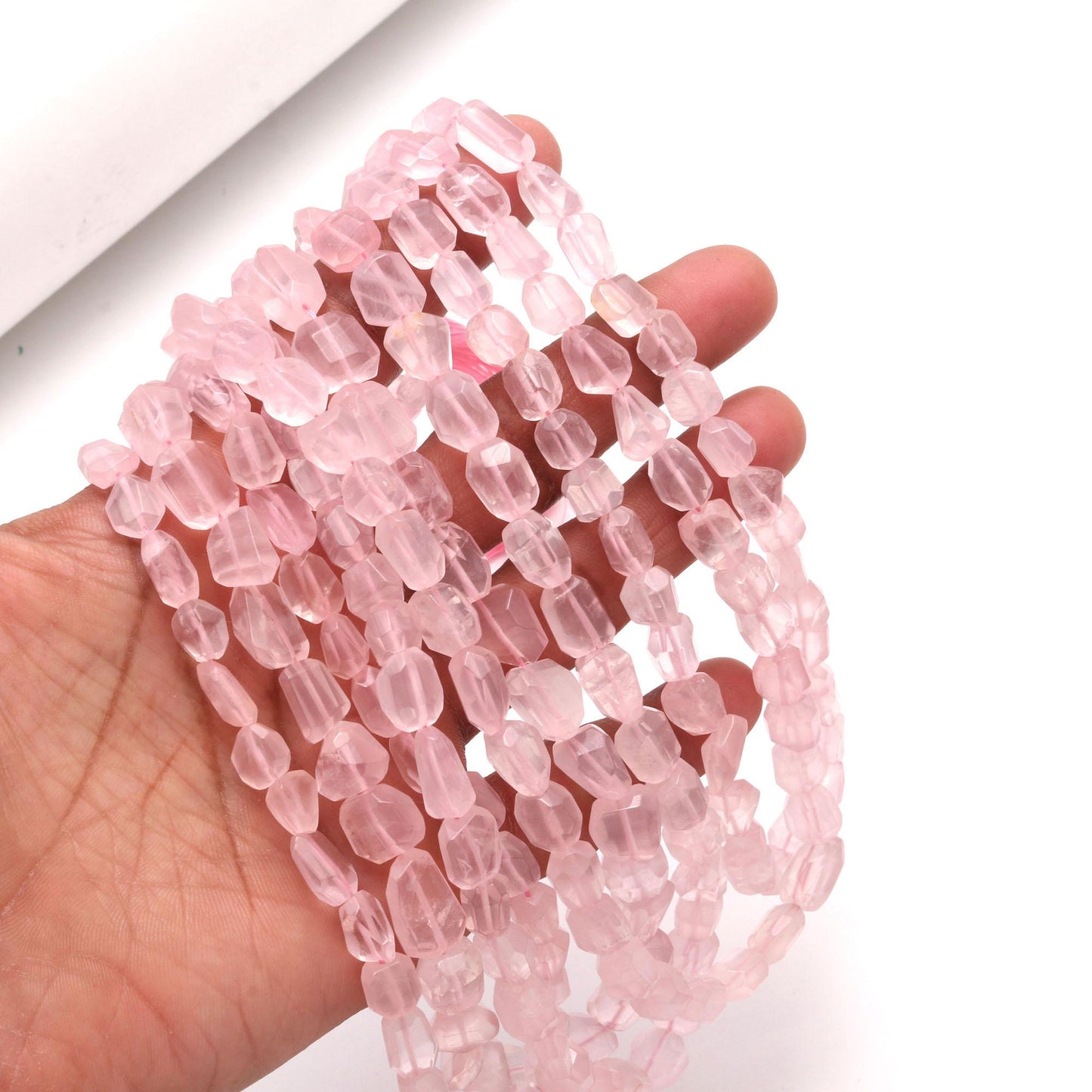 Rose Quartz Nugget Bead Faceted Nugget Bead Natural Rose Quartz Tumble 16" Strand Pink Quartz Gemstone Nugget Tumble Bead for Jewelry Design