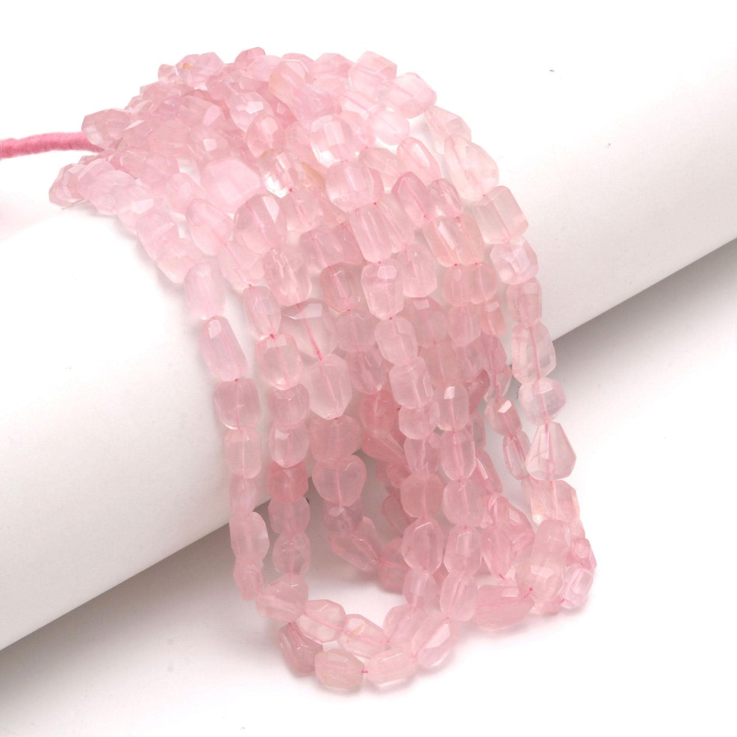 Rose Quartz Nugget Bead Faceted Nugget Bead Natural Rose Quartz Tumble 16" Strand Pink Quartz Gemstone Nugget Tumble Bead for Jewelry Design