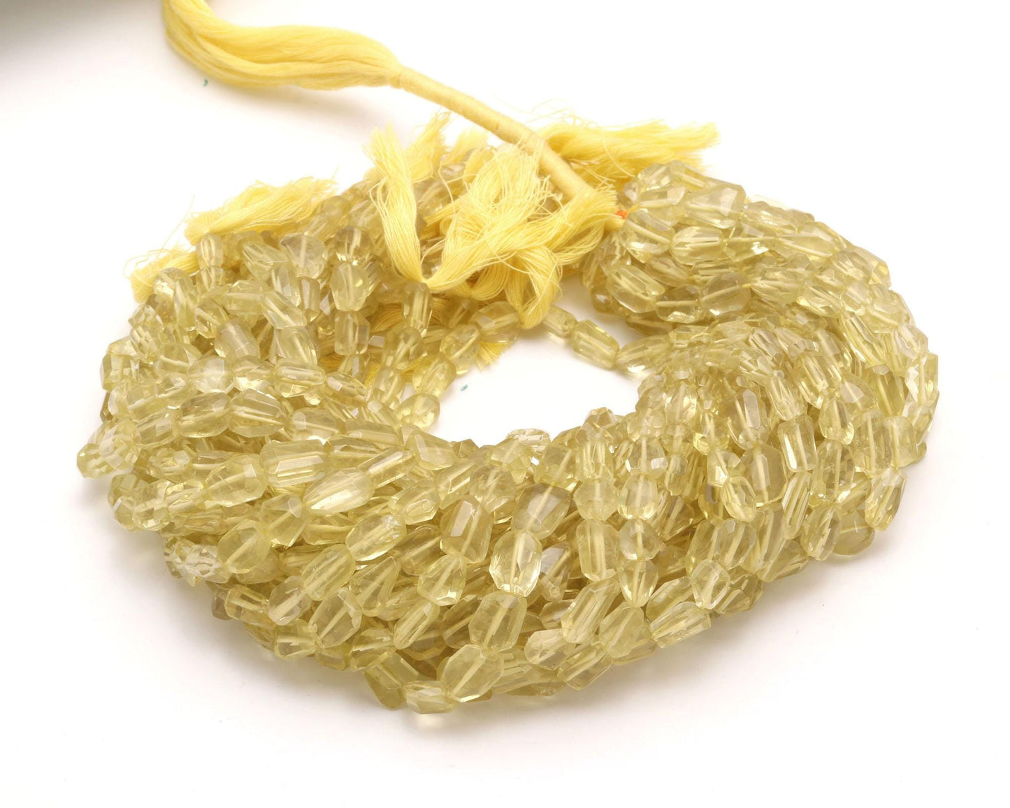 Lemon Quartz Nugget Bead Faceted Nugget Beads Natural Lemon Quartz Tumble 13" Strand Yellow Quartz Gemstone Nugget/Tumble for Jewelry Design