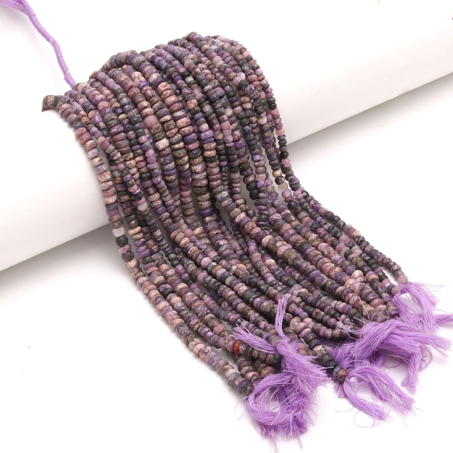 RARE! Charolite Faceted Rondelle Beads Natural Charolite Beads Faceted 13" Strand Rondelles Purple Charolite Rondelle for Handmade Jewelry