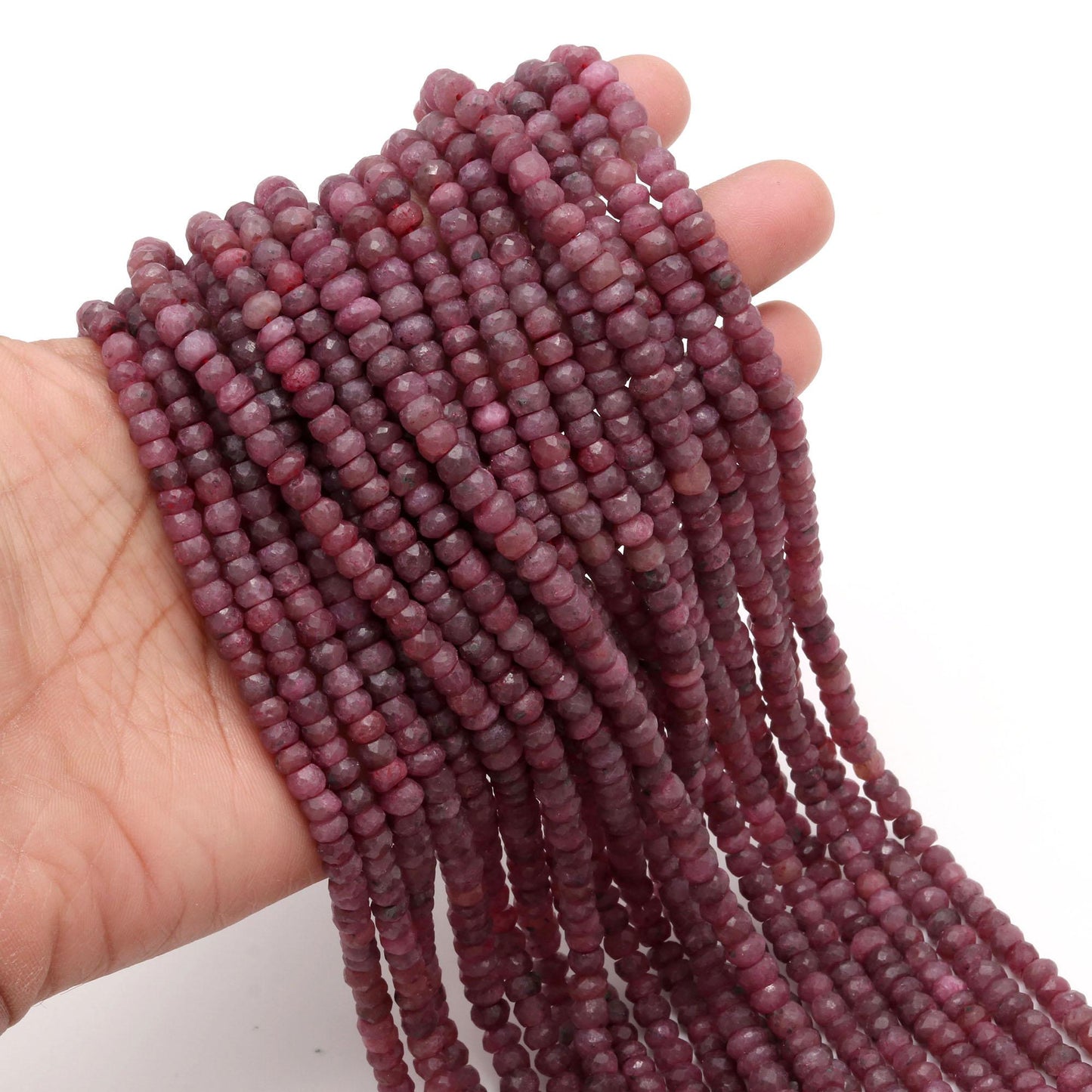 Natural Ruby Faceted Rondelle Beads, Natural Africa Ruby Rondelle Faceted Beads, Ruby Gemstone Beads for Jewelry Making Craft