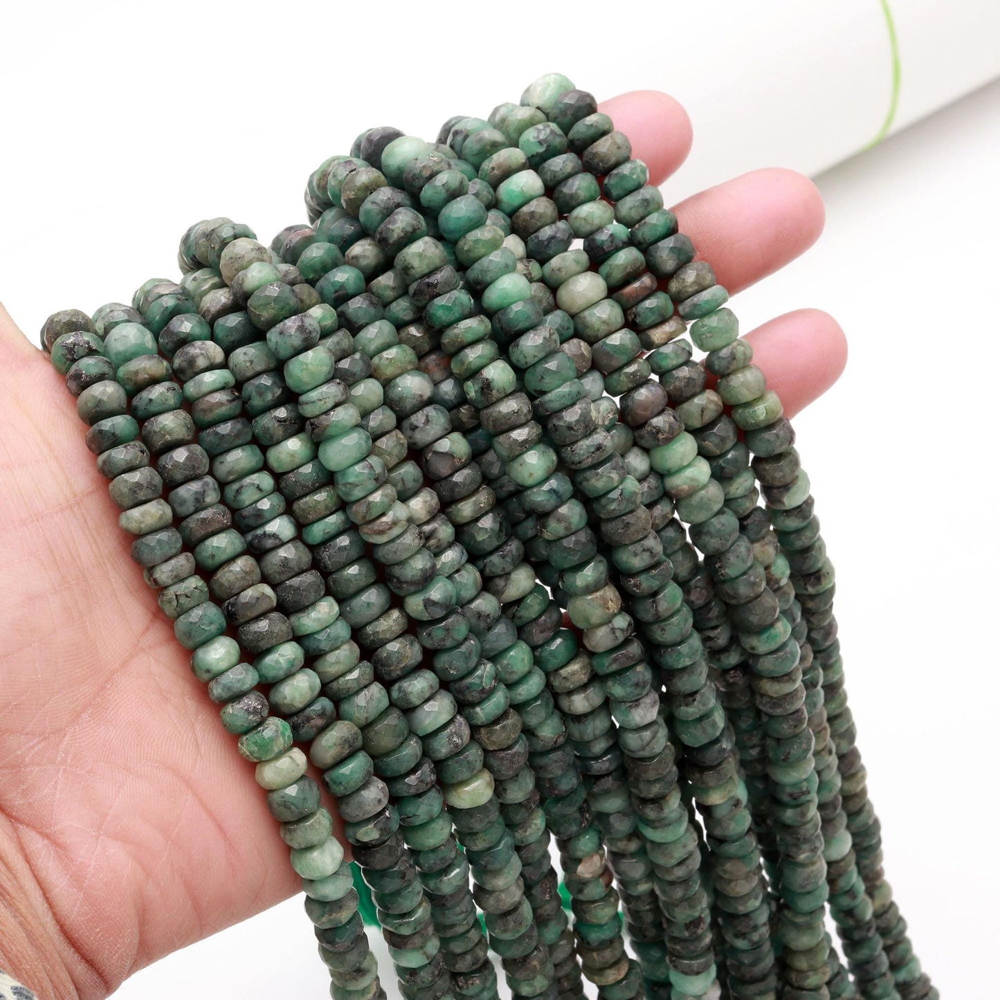 Emerald Faceted Rondelle Beads 7-8 MM Natural Emerald Rondelles Faceted Emerald Beads for Designer Jewelry Making Emerald Jewelry Necklace