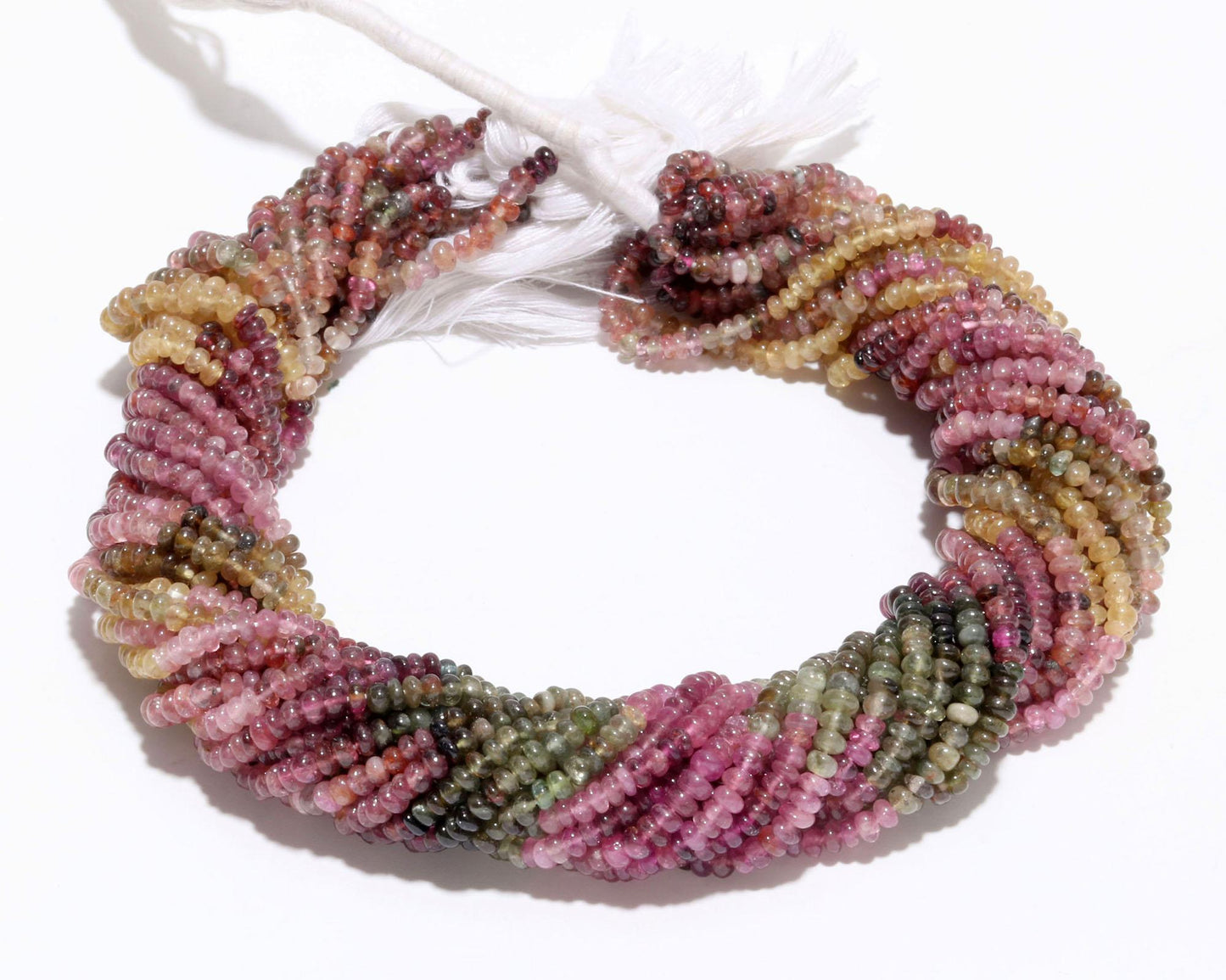 AAA Natural Multi Tourmaline Smooth Rondelle Beads, 3.5-4 MM Natural Tourmaline Rondelle Beads, 14” Tourmaline Rondelle Beads for Jewelry