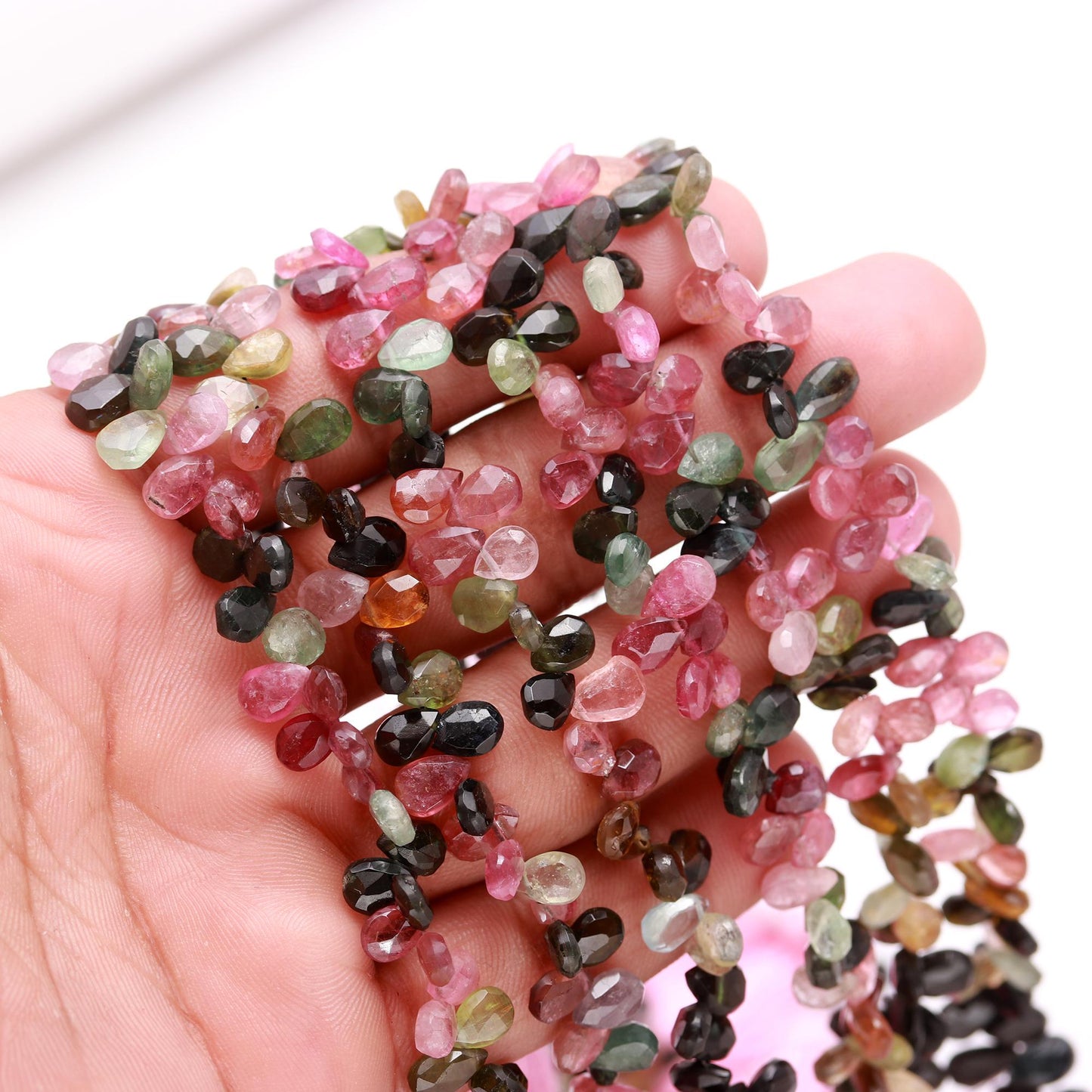 Multi Tourmaline Faceted Pear Beads 4x6-5x7 MM Multi Tourmaline Pear Briolette's Tourmaline Beads Extremely Beautiful for Jewelry Making