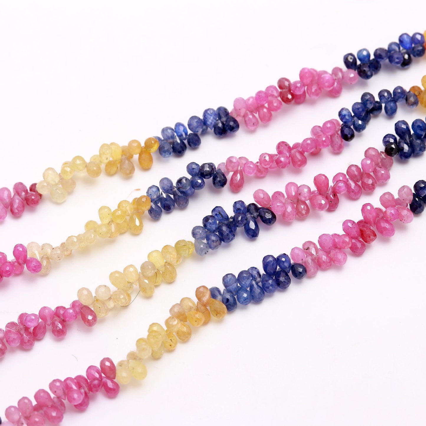 Multi Sapphire Faceted Tear Drop Bead 4x6 MM Natural Multi Sapphire Precious Bead 16" Strand for Designer Jewelry Necklace Pendant Making
