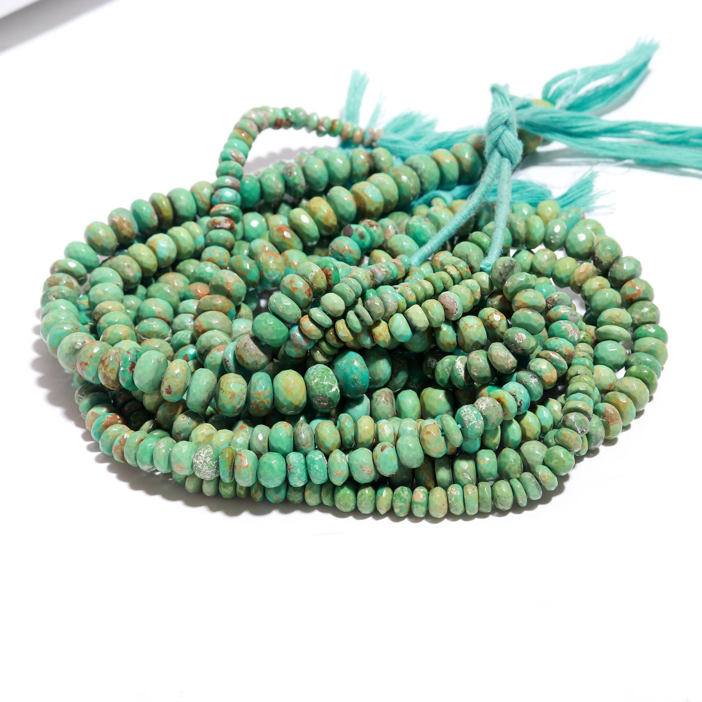 Arizona Turquoise Faceted Rondelle Beads Natural Arizona Turquoise Rondelle Gemstone Beads for Handmade Designer Beaded Jewelry Making Craft