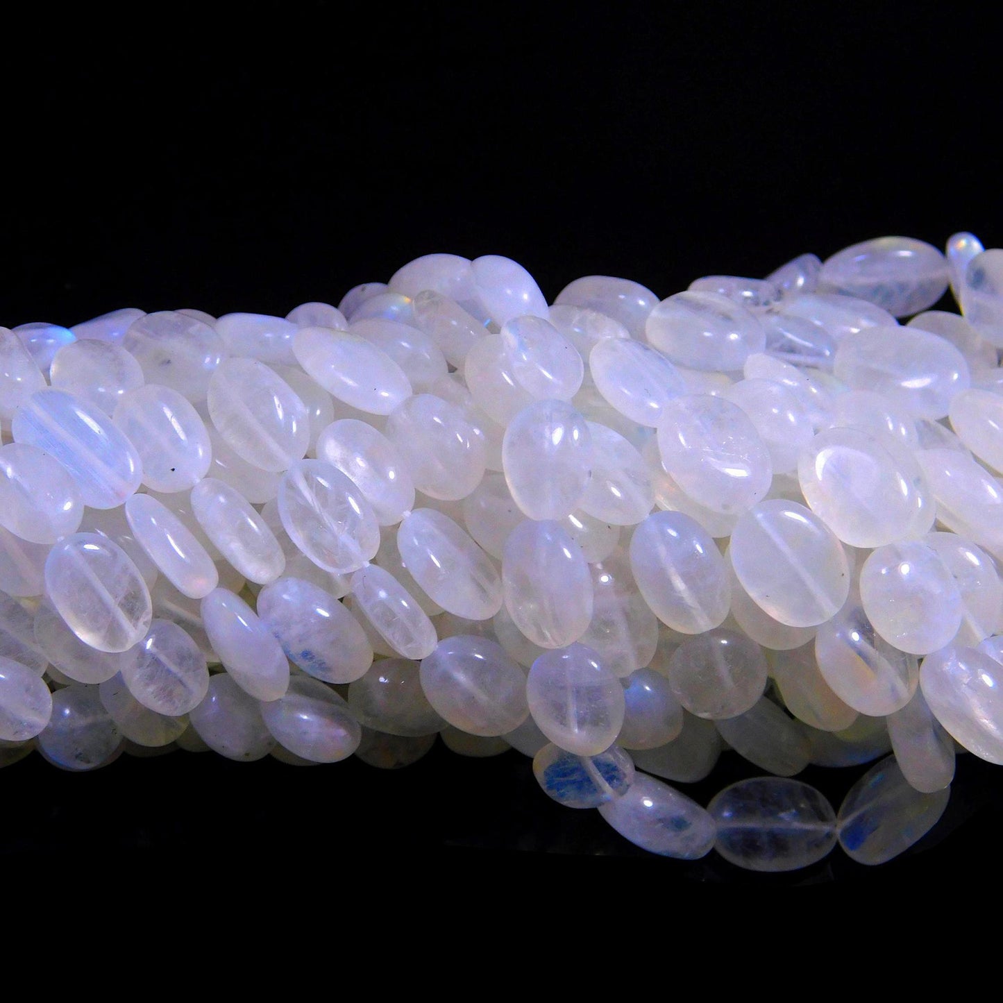 Rainbow Oval Shape Smooth Bead Natural Rainbow Moonstone 6x8 - 8x11 MM Oval Bead for Handmade Jewelry Necklace Pendant Earrings Making Craft