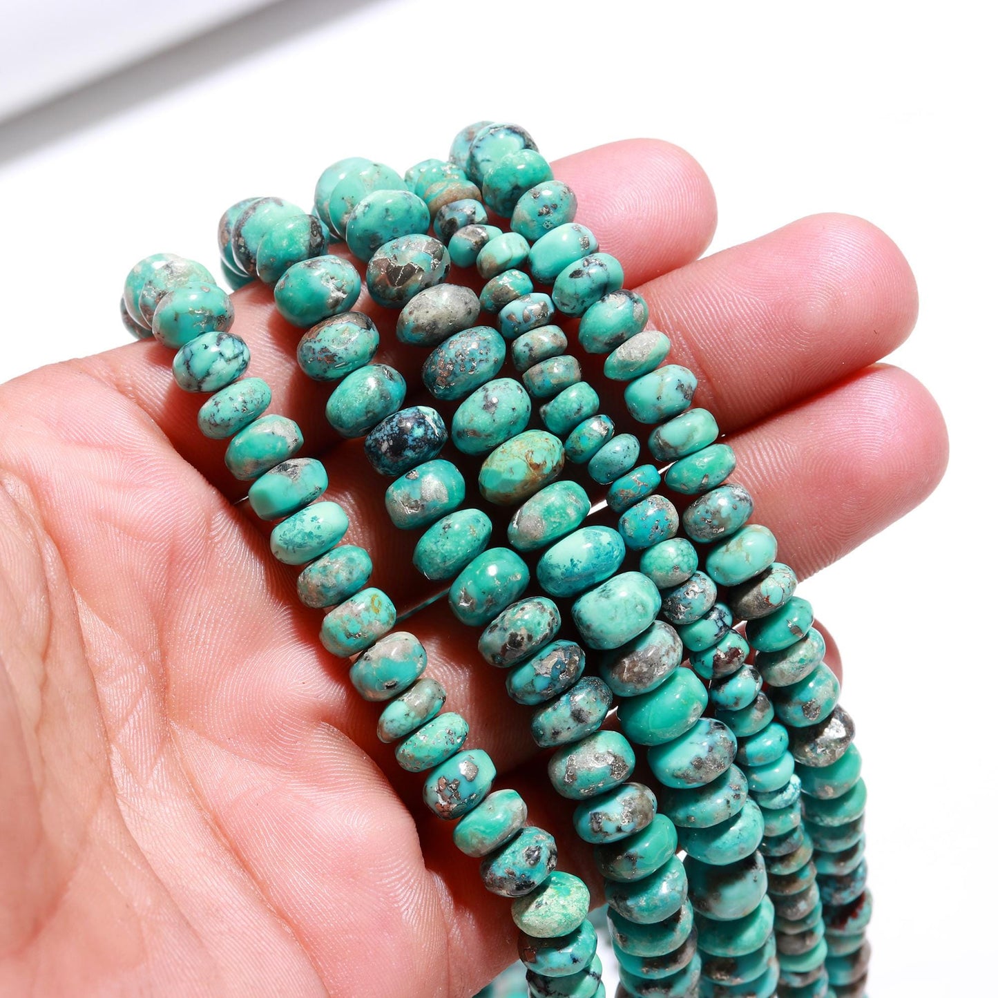 Arizona Turquoise Smooth Rondelle Beads Natural Arizona Turquoise 8 MM Rondelle Gemstone Beads for Handmade Designer Beaded Jewelry Making