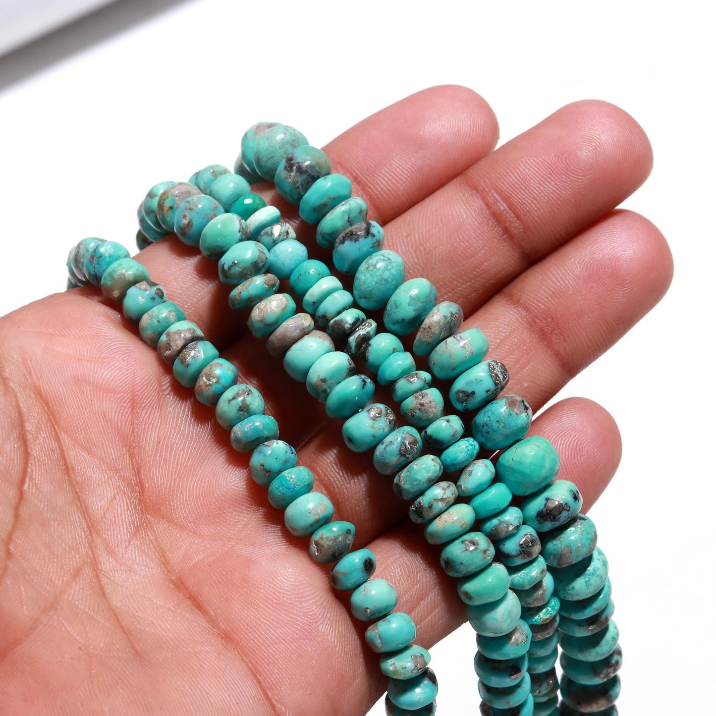 Arizona Turquoise Smooth Rondelle Bead 6-7 MM and 7-8 MM Natural Arizona Turquoise Rondelle Beads for Handmade Designer Jewelry Making Craft
