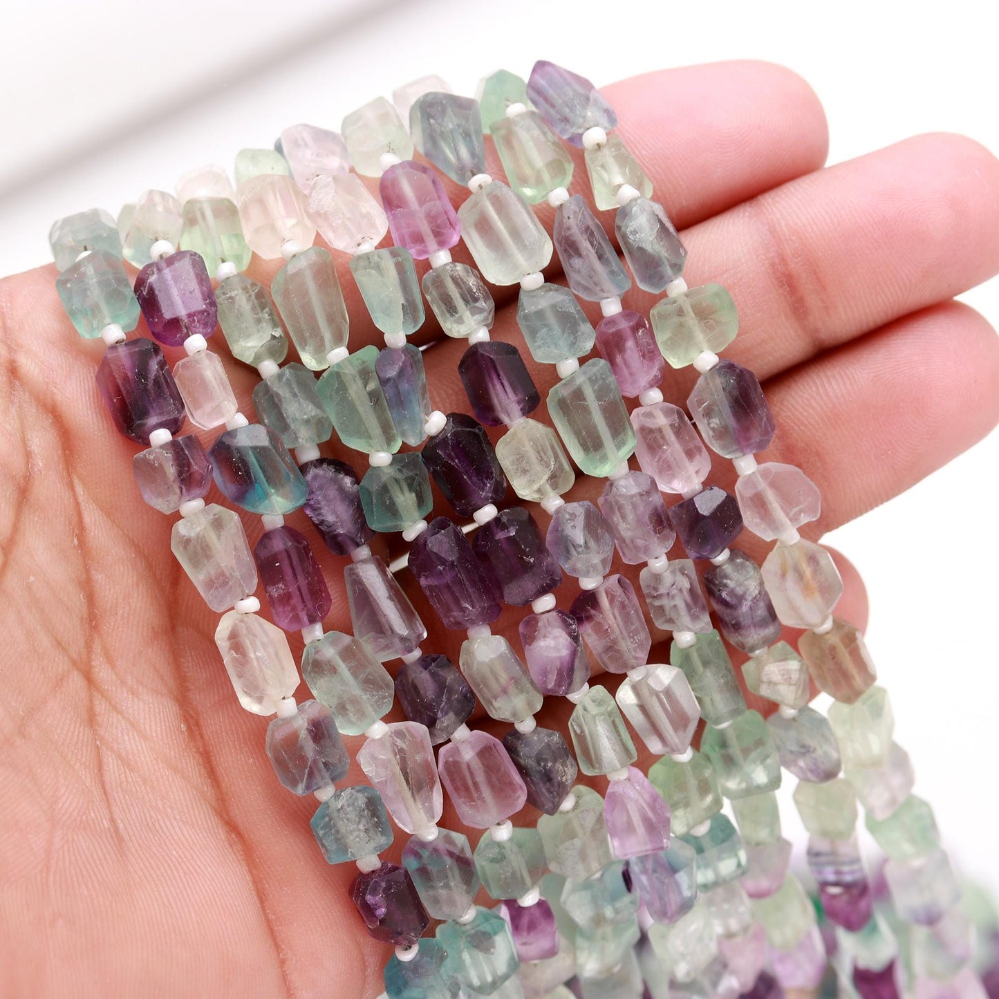 Multi Fluorite Tumble 6x8 - 7x10 MM Multi Fluorite Faceted Beads Natural Multi Fluorite Nuggets for Handmade Designer Jewelry Making Craft