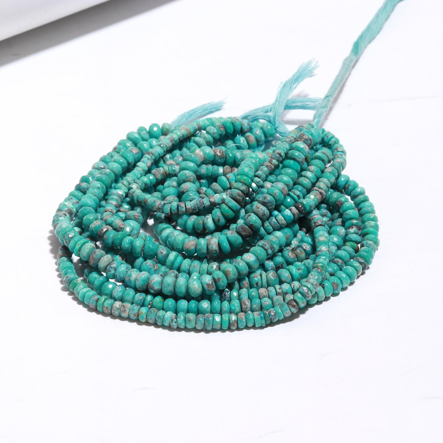Arizona Turquoise Faceted Rondelle Beads Natural Arizona Turquoise 5-6 MM Rondelle Beads for Handmade Designer Beaded Jewelry Making Craft