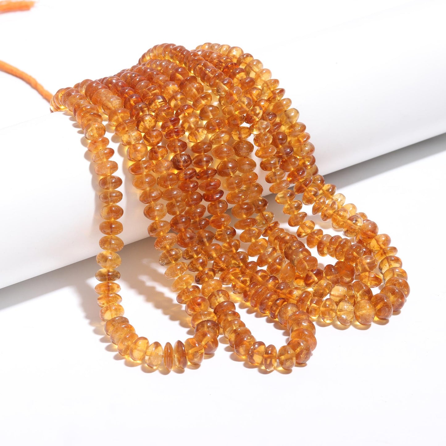 Citrine Smooth Rondelle Beads Natural Citrine Bead 7-10 MM Smooth Bead 16" Strand Citrine Rondelle for Handmade Designer Jewelry Making