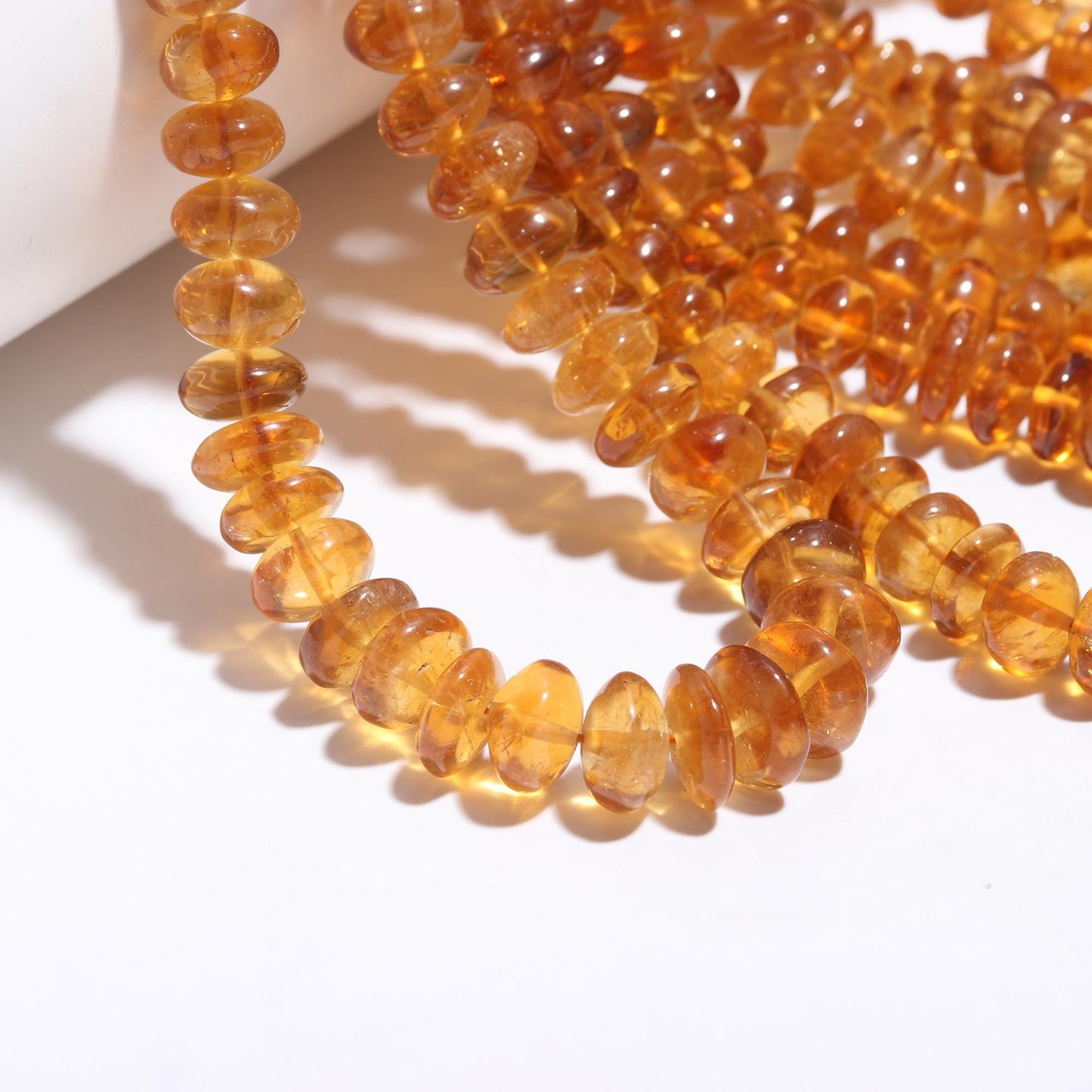 Citrine Smooth Rondelle Beads Natural Citrine Bead 7-10 MM Smooth Bead 16" Strand Citrine Rondelle for Handmade Designer Jewelry Making