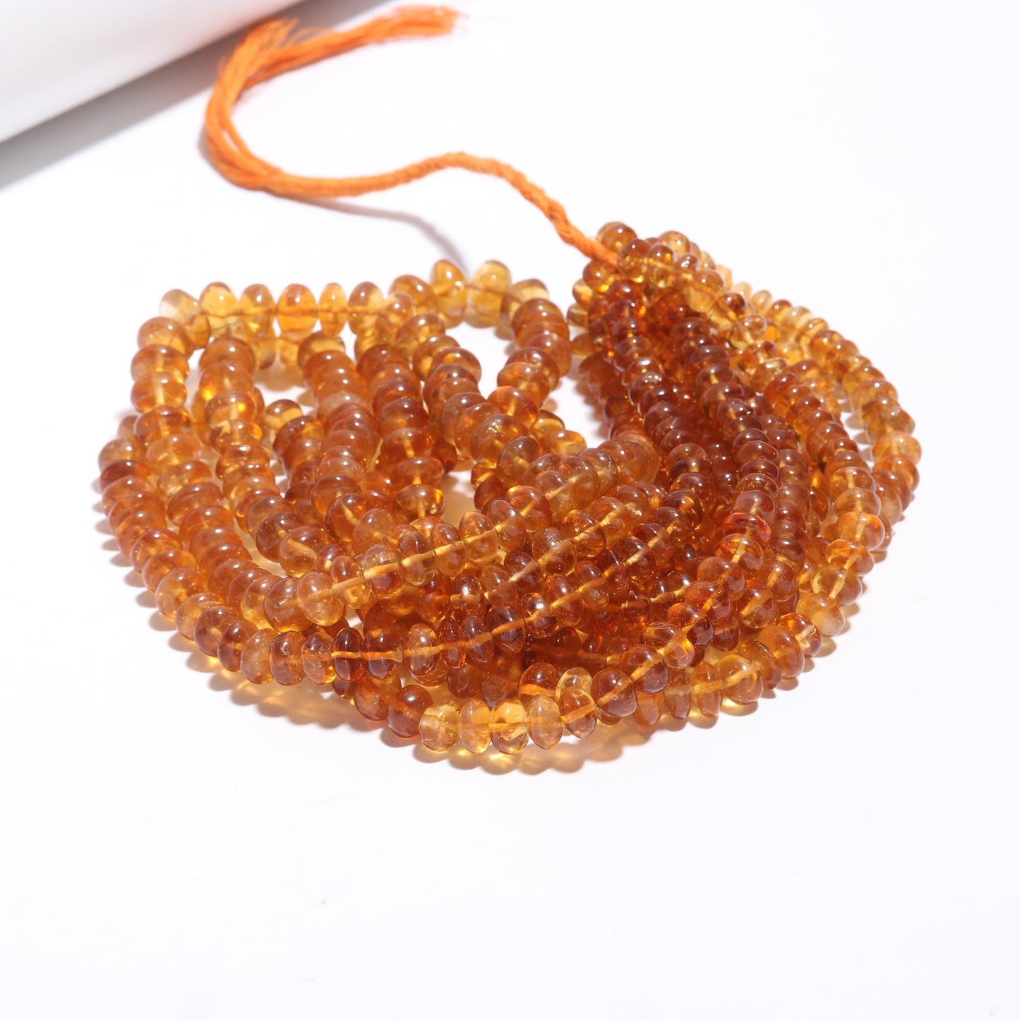 Citrine Smooth Rondelle Beads Natural Citrine Bead 7-10 MM Smooth Bead 16" Strand Citrine Rondelle for Handmade Designer Jewelry Making