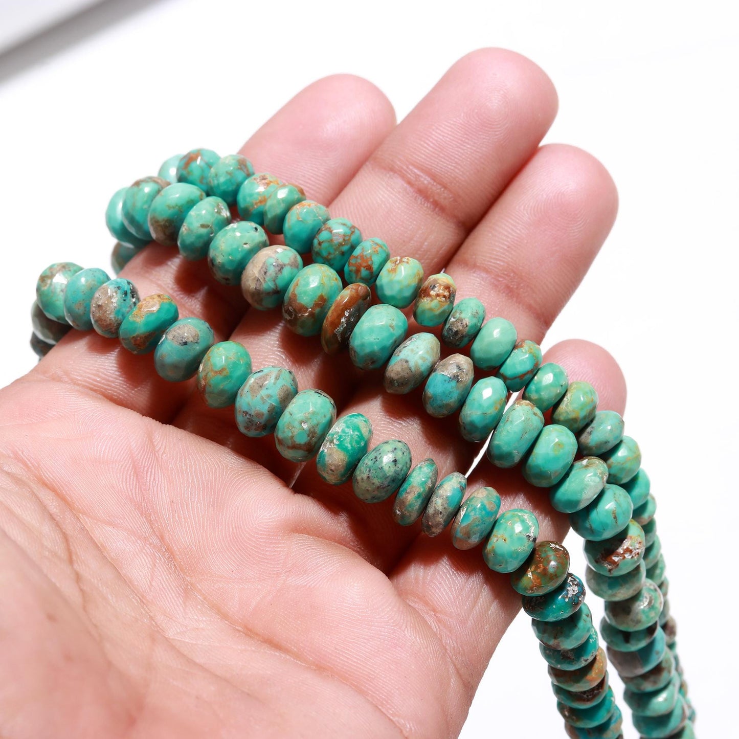 Arizona Turquoise Faceted Rondelle Beads Natural Arizona Turquoise Rondelle Beads for Handmade Designer Beaded Jewelry Making Craft Supplies