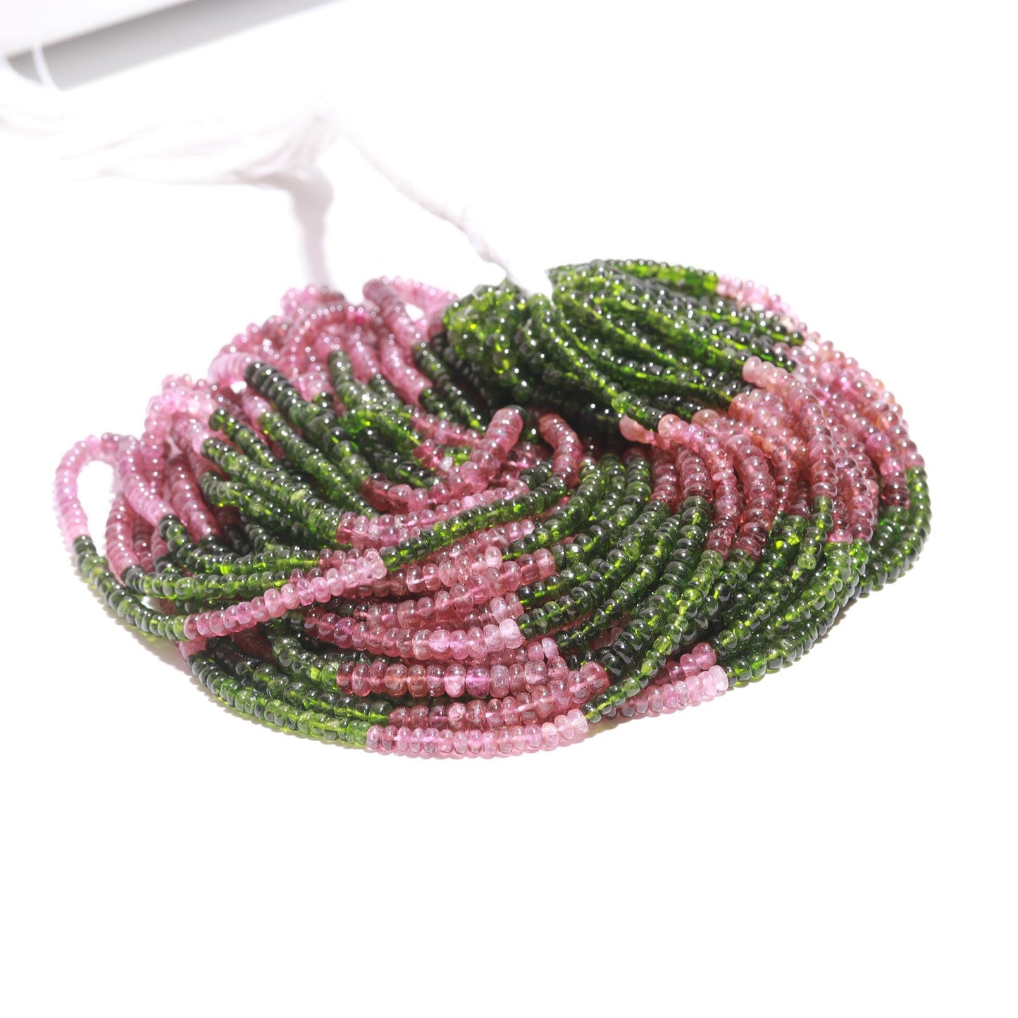 RARE!! Pink & Chrome Tourmaline Smooth Rondelle Beads, Pink Tourmaline Beads, Chrome Tourmaline Beads, 16” Plain Tourmaline Rondelle Beads