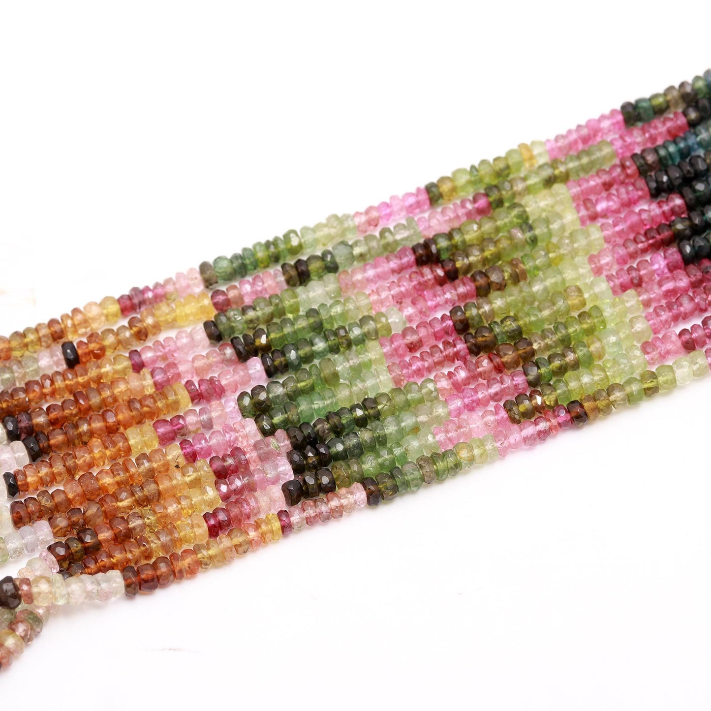 4 MM Multi Tourmaline Faceted Rondelle Beads Natural Tourmaline Rondelle Beads Multi Tourmaline Gemstone Beads for Jewelry Making Craft