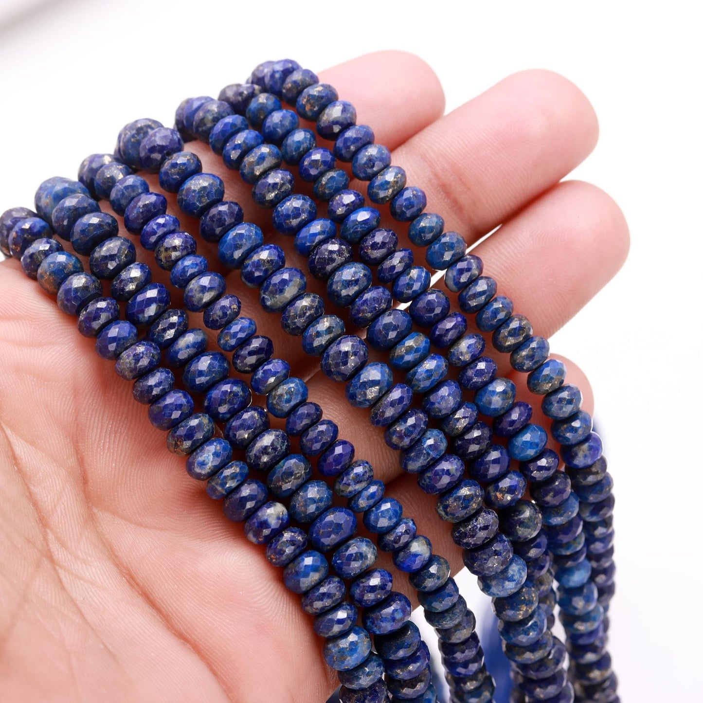 Lapis Lazuli Faceted Rondelle Beads Natural Faceted 6-7 MM Lapis Lazuli Bead for Handmade Designer Jewelry Making Craft Art Supplies
