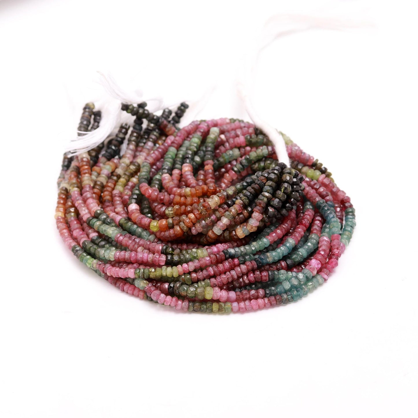 Multi Tourmaline Faceted Rondelle Beads 4-4.50 MM AAA Tourmaline Gemstone Beads Multi Tourmaline Rondelle Beads for Jewelry Making Craft