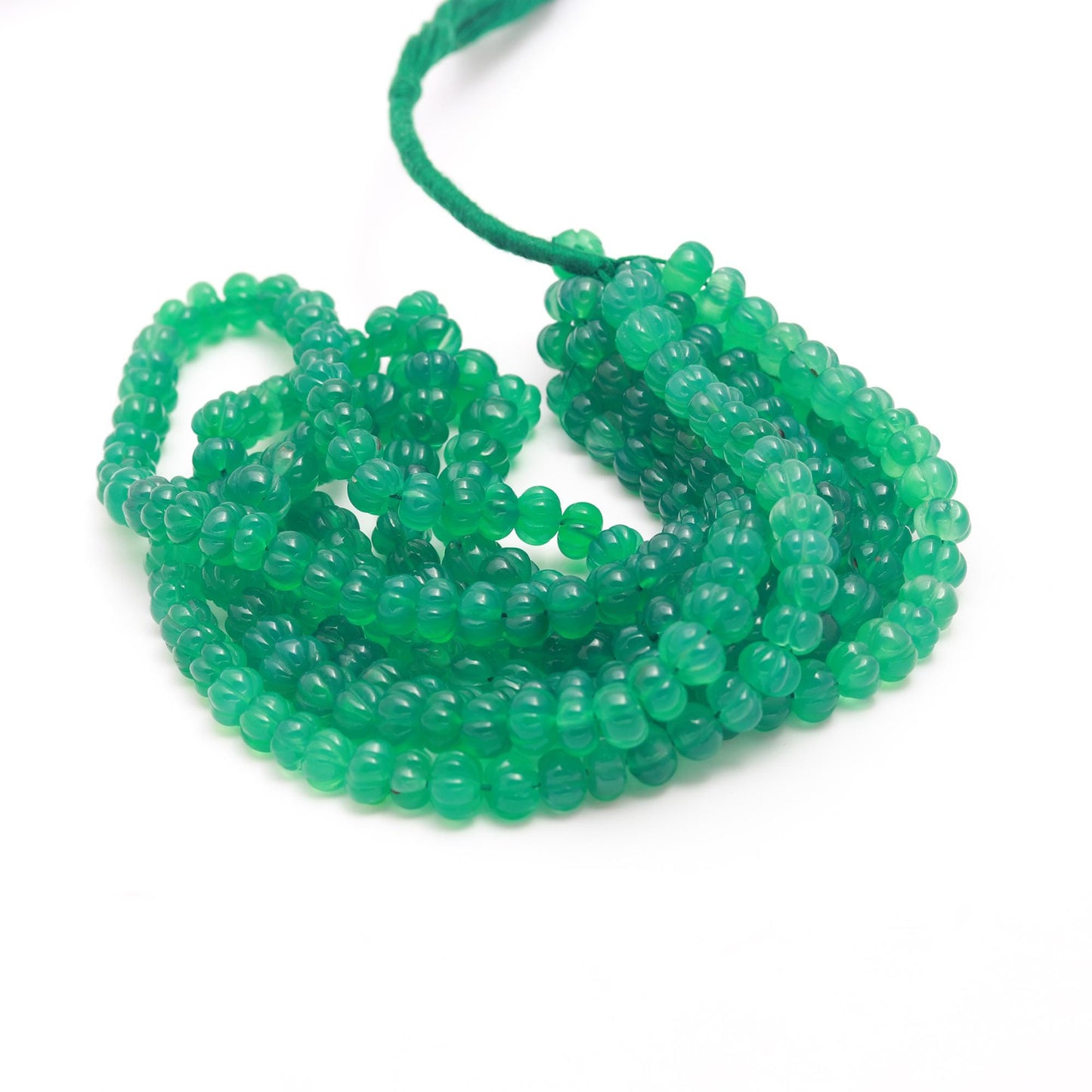 Hand Carved Green Onyx Pumpkin Beads Natural Green Onyx Pumpkin Beads AAA Quality 16" Green Onyx Pumpkin Beads for Jewelry Making Craft