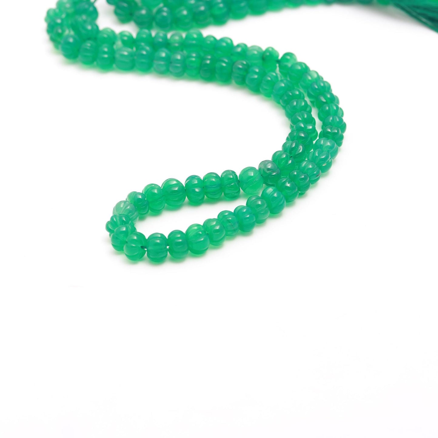 Hand Carved Green Onyx Pumpkin Beads Natural Green Onyx Pumpkin Beads AAA Quality 16" Green Onyx Pumpkin Beads for Jewelry Making Craft