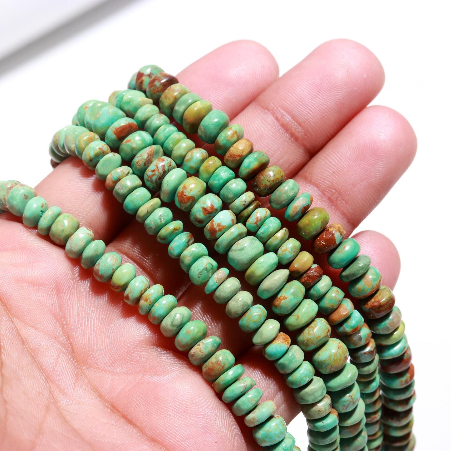 Arizona Turquoise Smooth Rondelle Beads Natural Arizona Turquoise Rondelle Gemstone Beads for Handmade Designer Beaded Jewelry Making Craft