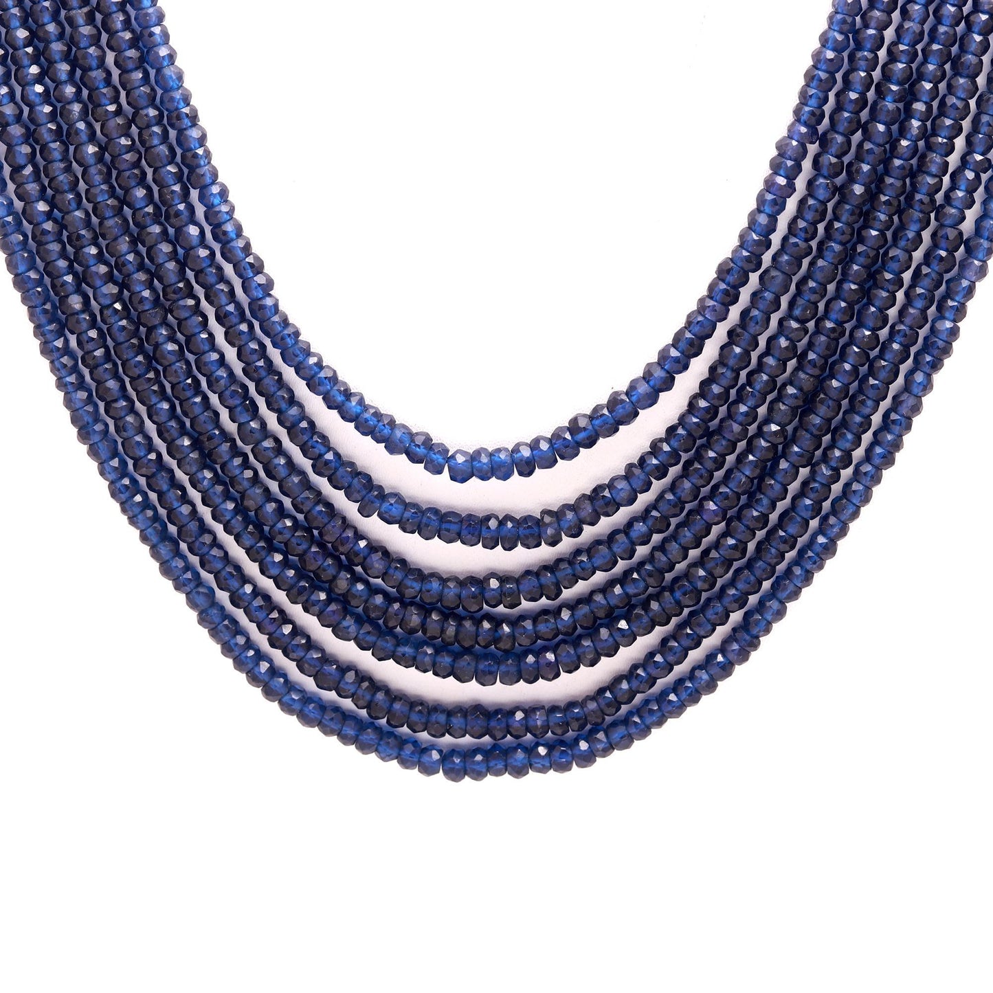 7 Strands Blue Corundum Rondelle Beads Necklace 4 MM Blue Corundum Faceted Gemstone Beads 16-18 Inch Jewelry Necklace with adjustable clasp