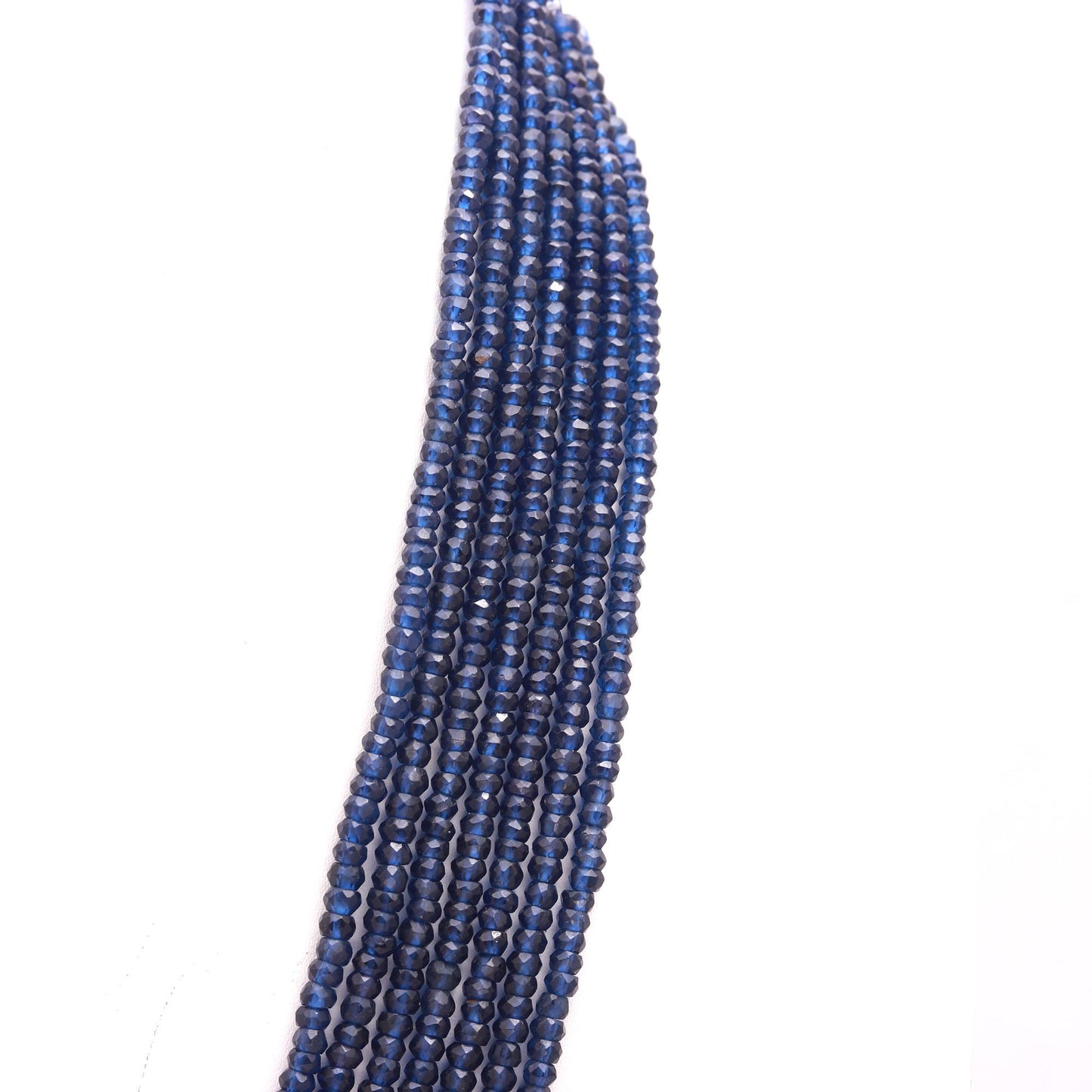 7 Strands Blue Corundum Rondelle Beads Necklace 4 MM Blue Corundum Faceted Gemstone Beads 16-18 Inch Jewelry Necklace with adjustable clasp