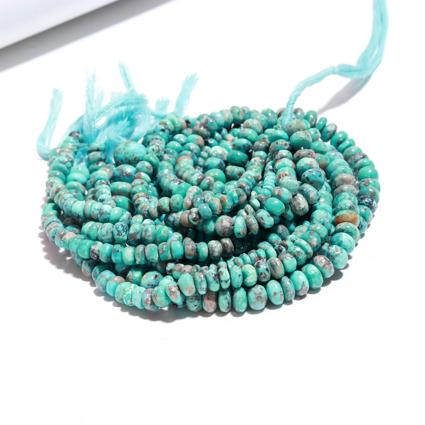 Arizona Turquoise Smooth Rondelle Beads Natural Arizona Turquoise 8 MM Rondelle Gemstone Beads for Handmade Designer Beaded Jewelry Making