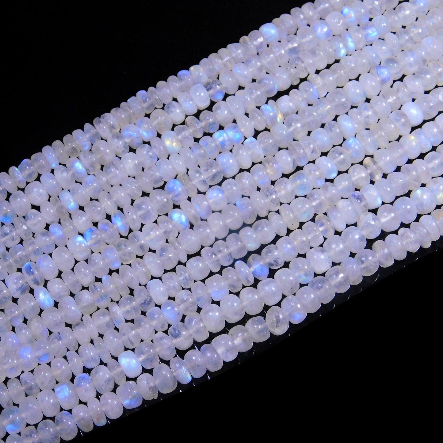 Flash White Rainbow Rondelle Beads Rainbow Moonstone Smooth Rondelle Beads Blue Faceted Natural Rainbow with Flash Beads for Jewelry Making