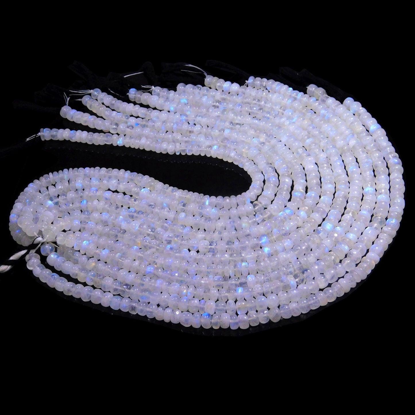 Flash White Rainbow Rondelle Beads Rainbow Moonstone Smooth Rondelle Beads Blue Faceted Natural Rainbow with Flash Beads for Jewelry Making