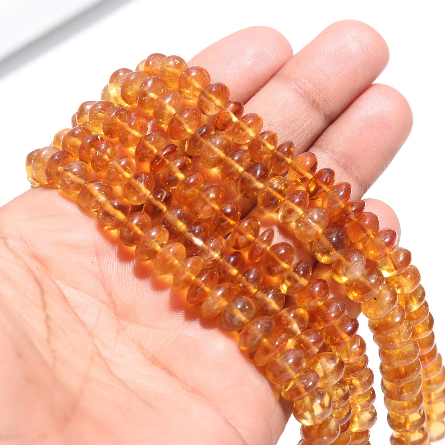 Citrine Smooth Rondelle Beads Natural Citrine Bead 7-10 MM Smooth Bead 16" Strand Citrine Rondelle for Handmade Designer Jewelry Making