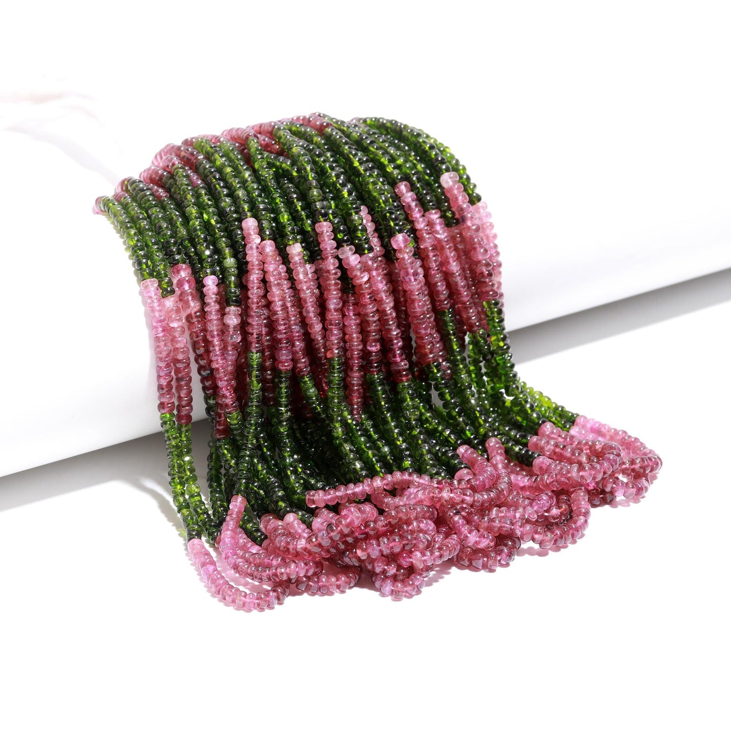RARE!! Pink & Chrome Tourmaline Smooth Rondelle Beads, Pink Tourmaline Beads, Chrome Tourmaline Beads, 16” Plain Tourmaline Rondelle Beads