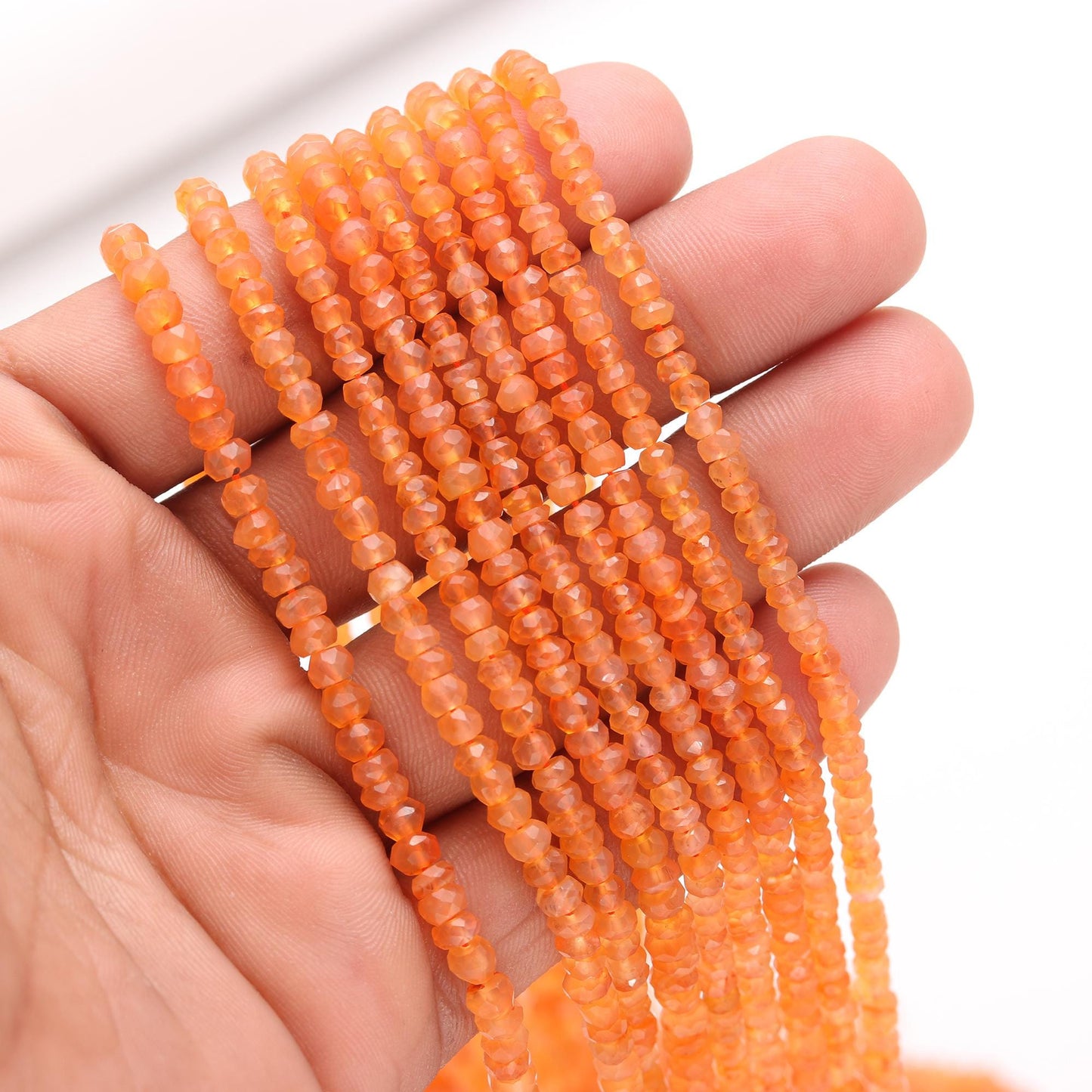 Carnelian Faceted Rondelle Beads Natural Caroline 4 MM Rondelle Beads Carnelian Beads for Handmade Designer Jewelry Making Craft Supplies