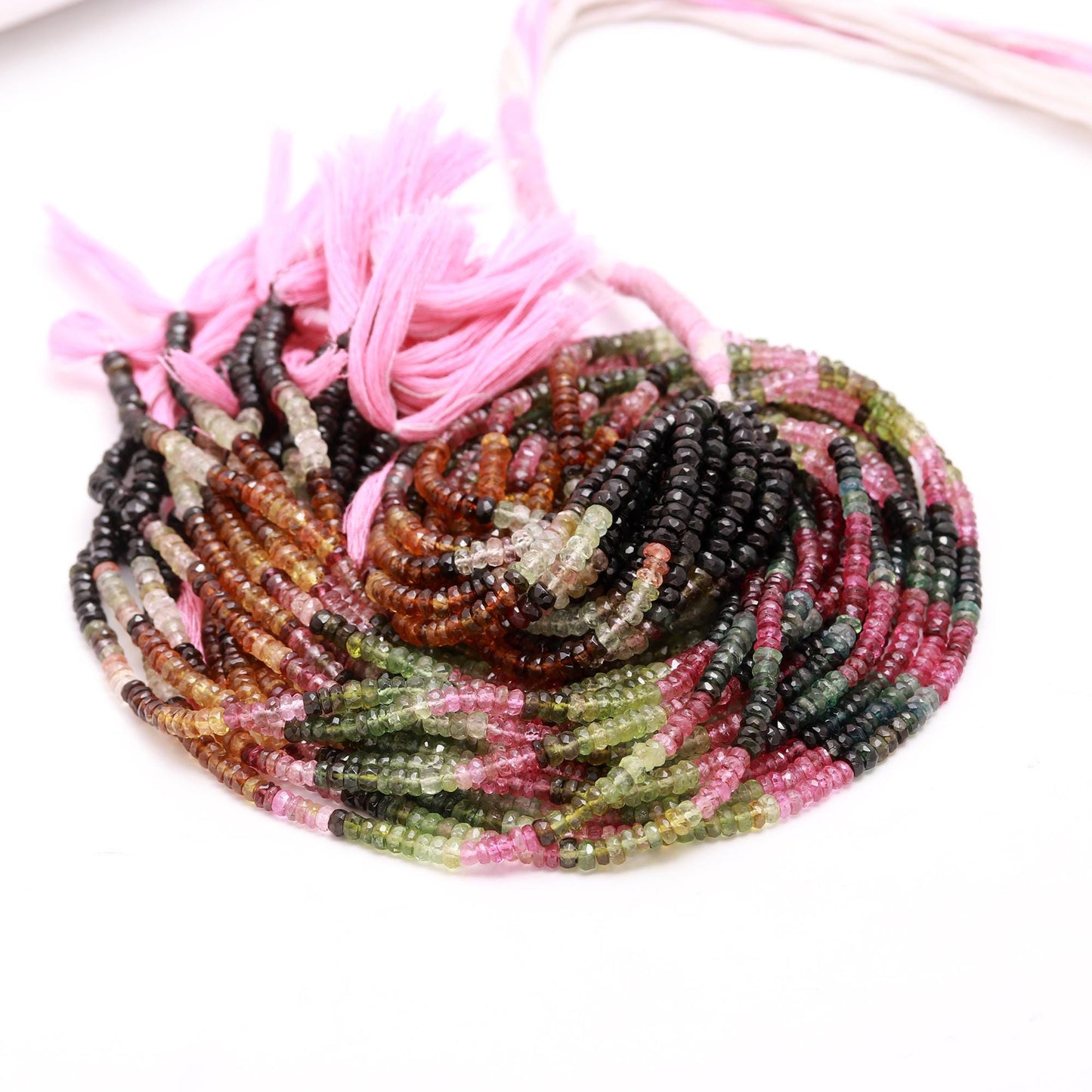 4 MM Multi Tourmaline Faceted Rondelle Beads Natural Tourmaline Rondelle Beads Multi Tourmaline Gemstone Beads for Jewelry Making Craft