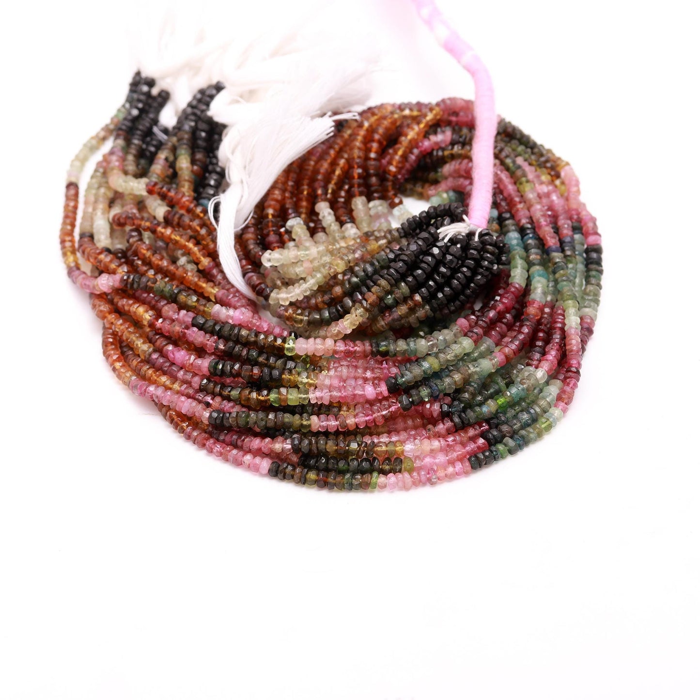 Multi Tourmaline Faceted Rondelle Beads Natural Tourmaline 3.5-4.5 MM Rondelle Beads Multi Tourmaline Gemstone Bead for Jewelry Making Craft