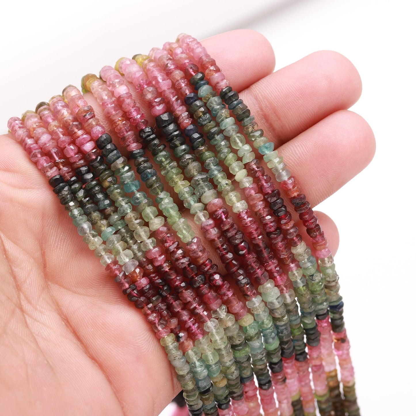 Multi Tourmaline Faceted Rondelle Beads Natural Tourmaline 3.5-4.5 MM Rondelle Beads Multi Tourmaline Gemstone Bead for Jewelry Making Craft