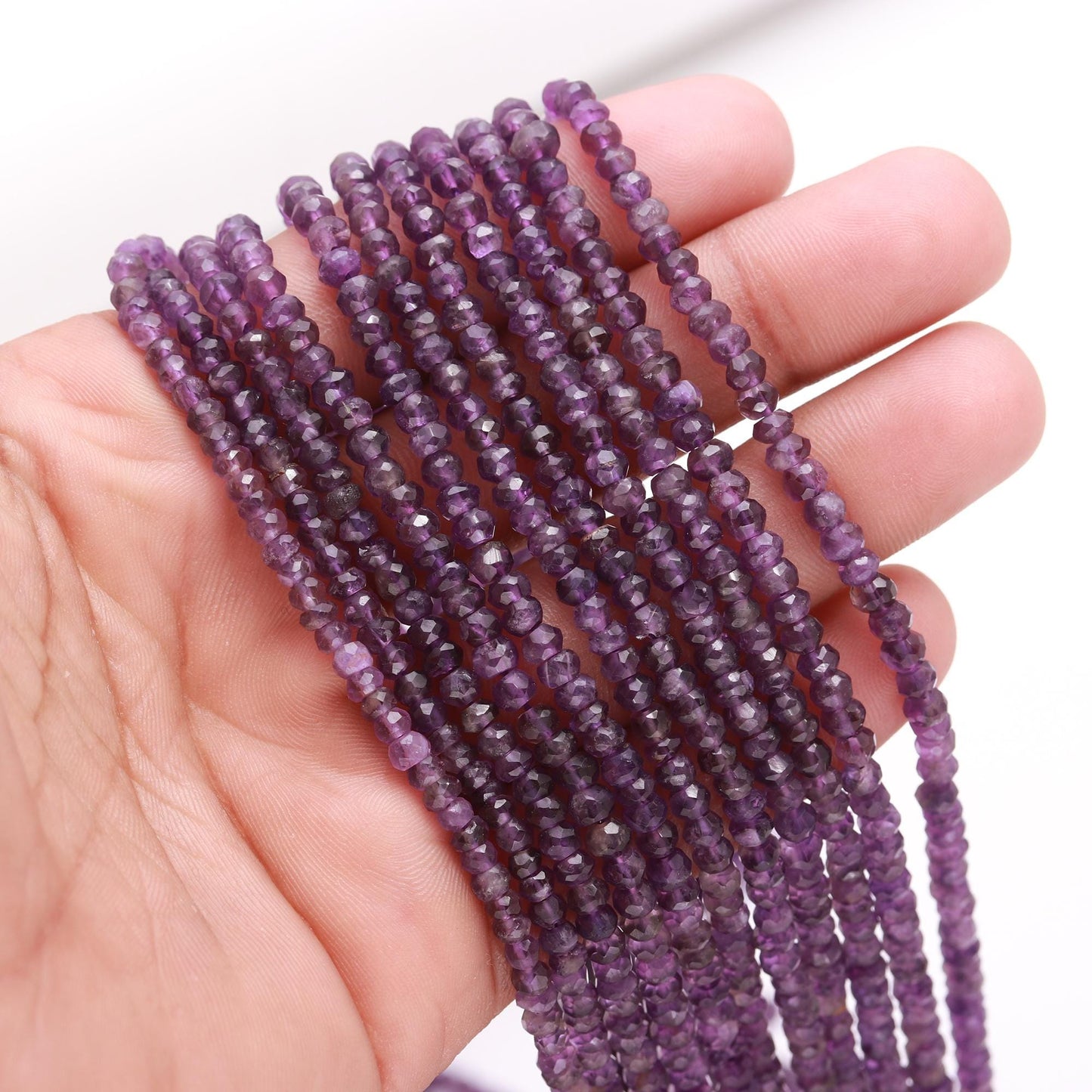 Natural Amethyst Faceted Rondelle Beads 3.5-4.5 MM Amethyst Rondelle Faceted Beads for Handmade Designer Jewelry Making & Bijoux Supplies