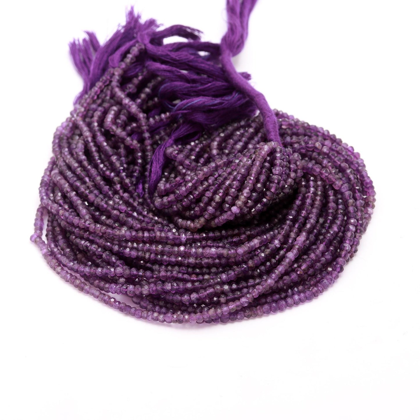 Natural Amethyst Faceted Rondelle Beads 3.5-4.5 MM Amethyst Rondelle Faceted Beads for Handmade Designer Jewelry Making & Bijoux Supplies