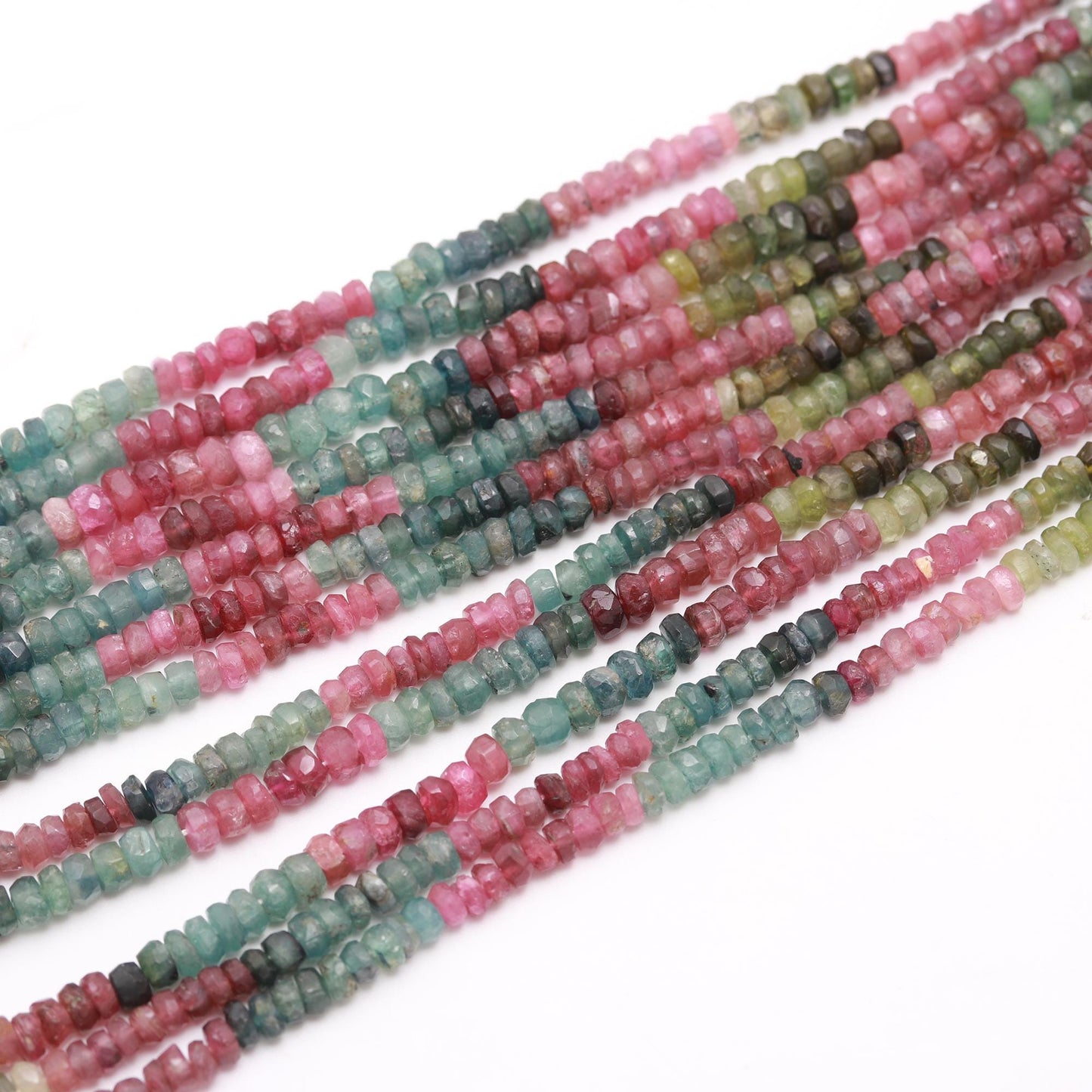 Multi Tourmaline Faceted Rondelle Beads 4-4.50 MM AAA Tourmaline Gemstone Beads Multi Tourmaline Rondelle Beads for Jewelry Making Craft