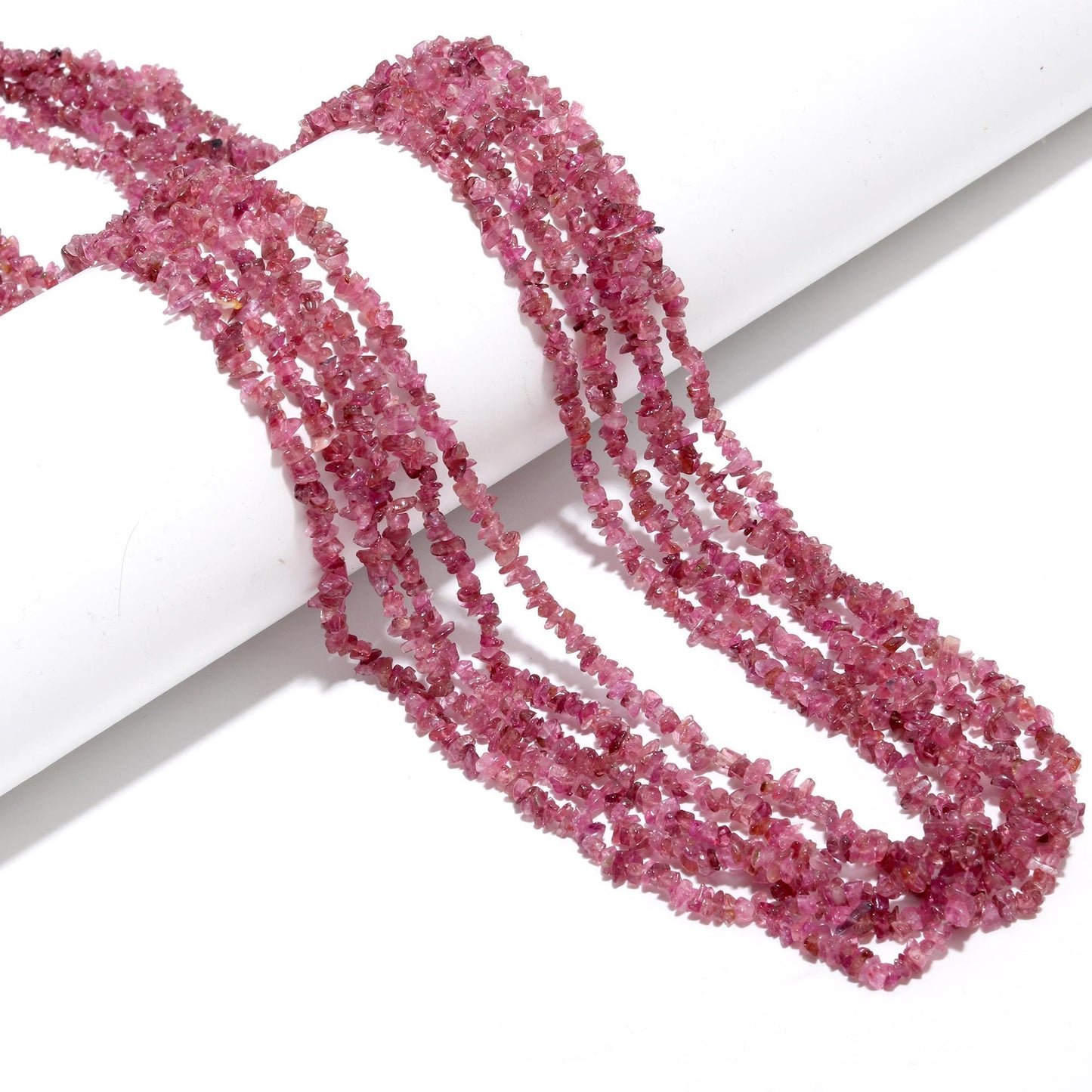 Pink Tourmaline Chip Beads 16" Natural Chip Strands Drilled Strung Raw Nuggets Smooth Beads 4-5 MM Semi Precious Polished Beads for Jewelry