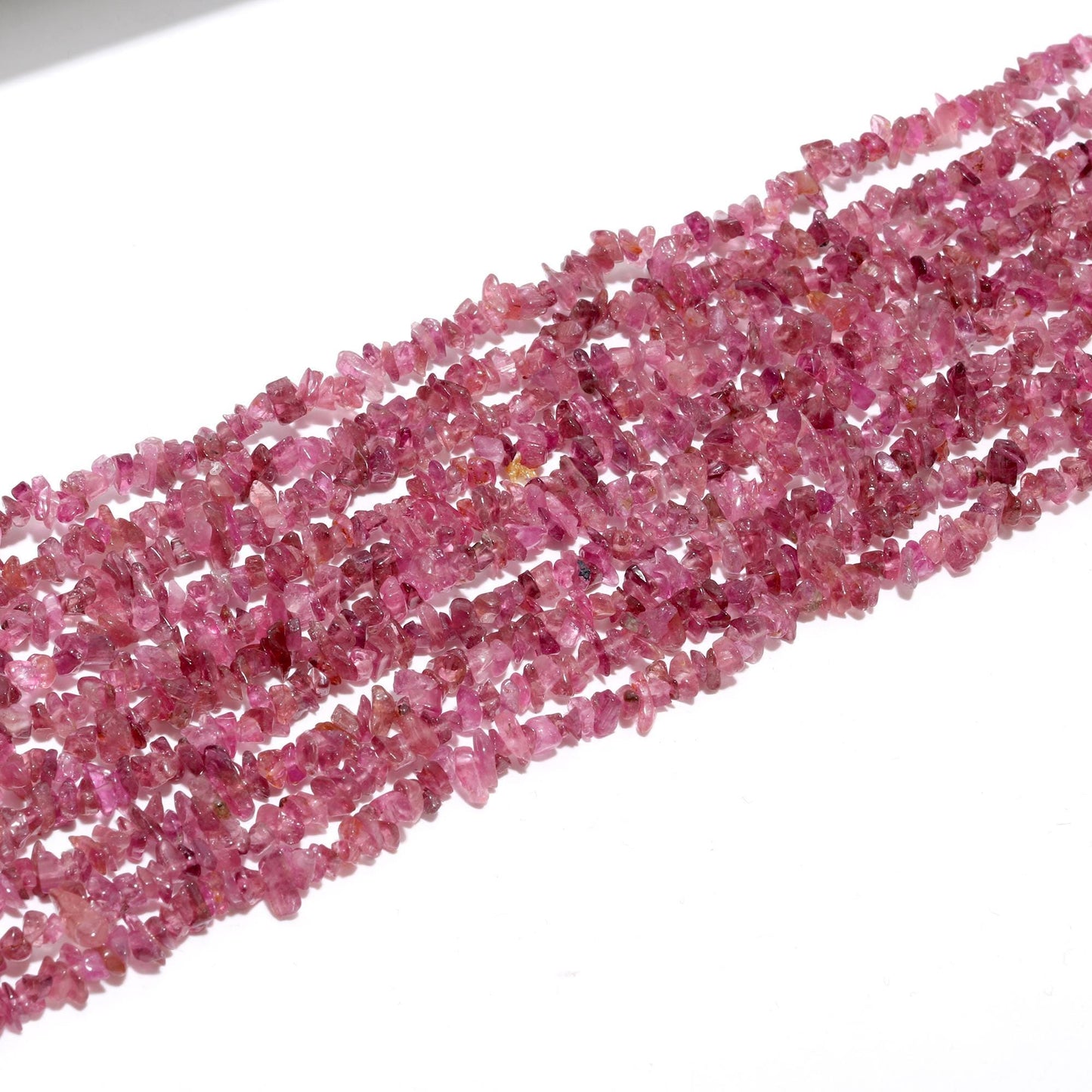 Pink Tourmaline Chip Beads 16" Natural Chip Strands Drilled Strung Raw Nuggets Smooth Beads 4-5 MM Semi Precious Polished Beads for Jewelry