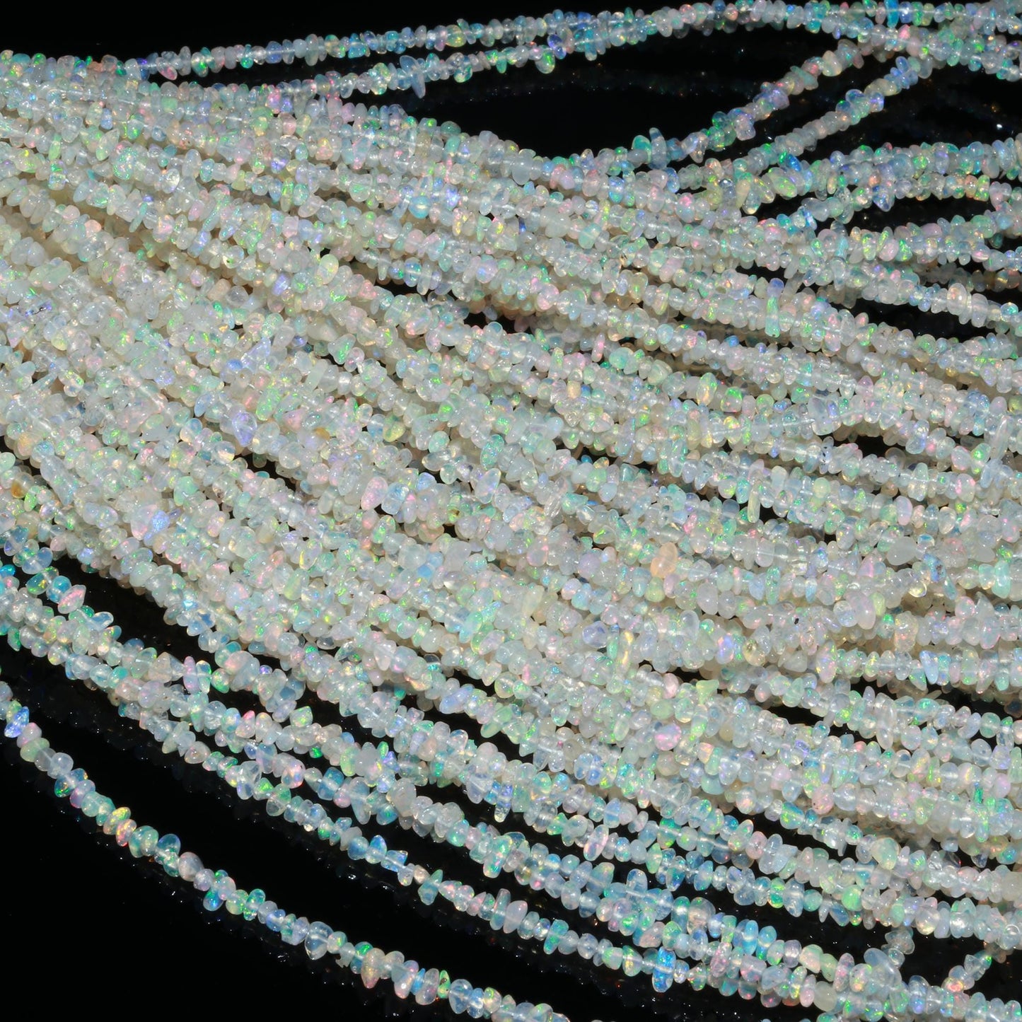 Ethiopian Opal Chip Beads 16" Natural Chip Strands Drilled Strung Raw Nuggets Smooth Bead 3-4 MM Semi Precious Polished for Jewelry Making