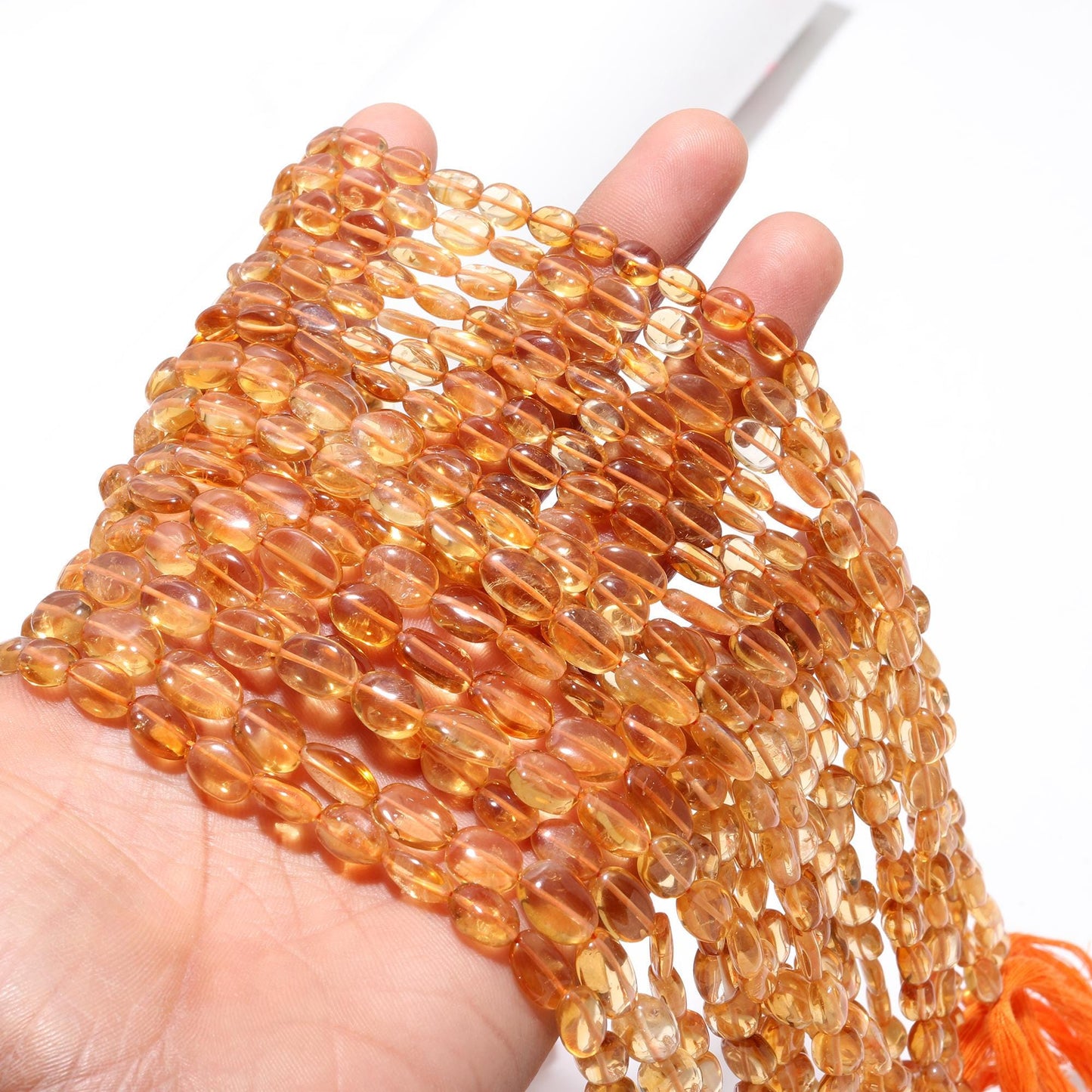 Citrine Smooth Oval Beads AAA Natural Hand Polish 13" Golden Citrine Beads 6x9 - 7x10 MM Citrine Oval Bead for Handmade Jewelry Making Craft