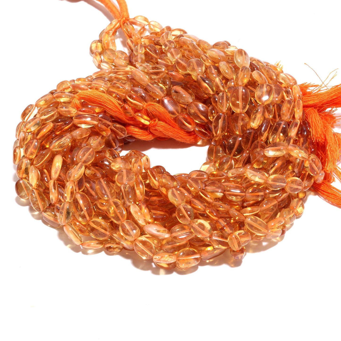 Citrine Smooth Oval Beads AAA Natural Hand Polish 13" Golden Citrine Beads 6x9 - 7x10 MM Citrine Oval Bead for Handmade Jewelry Making Craft