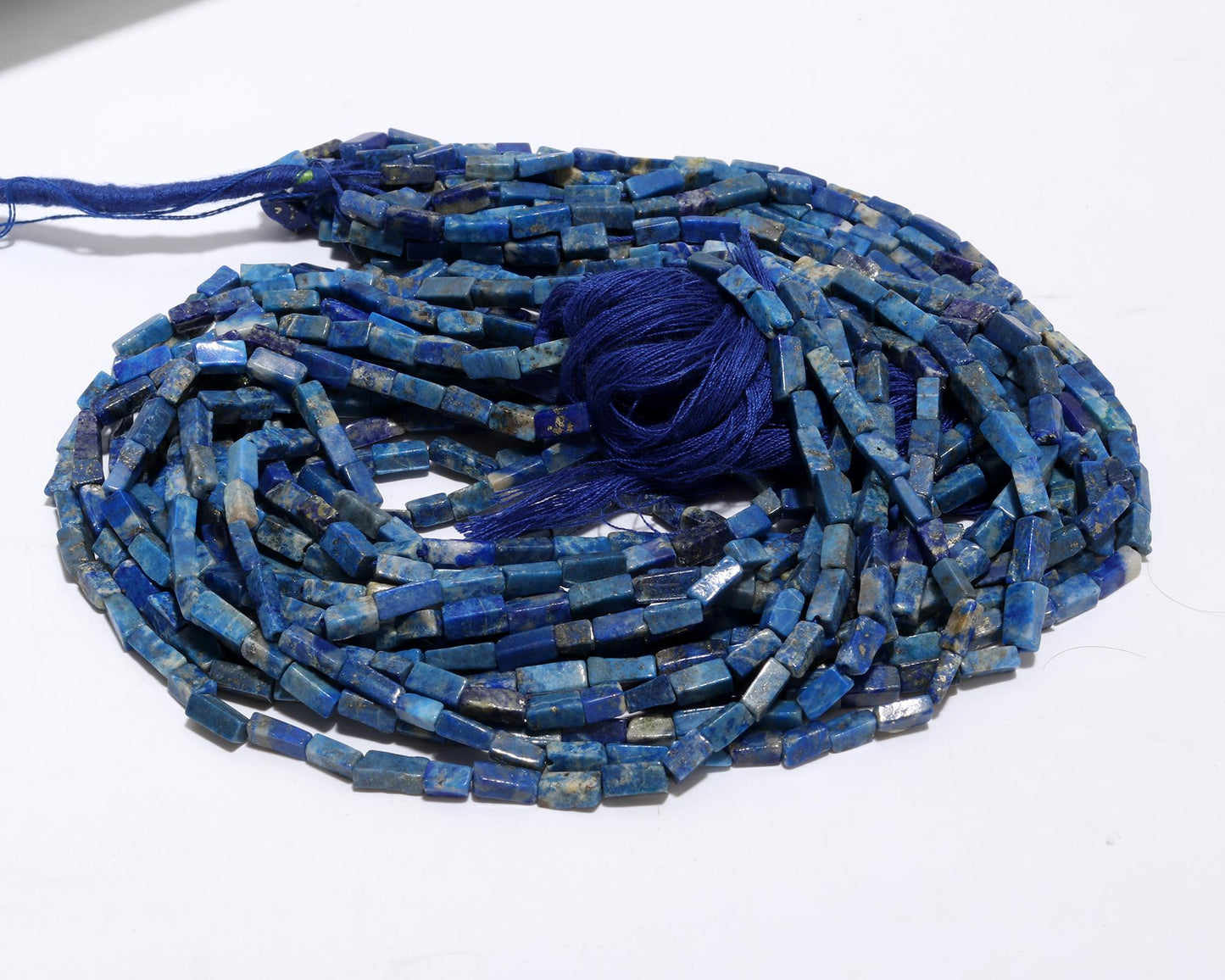 3 Strands Lapis Lazuli Pipe Beads 3 MM Lapis Square Pipe Beads Natural Lapis Lazuli Polished Beads for Handmade Designer Jewelry Making