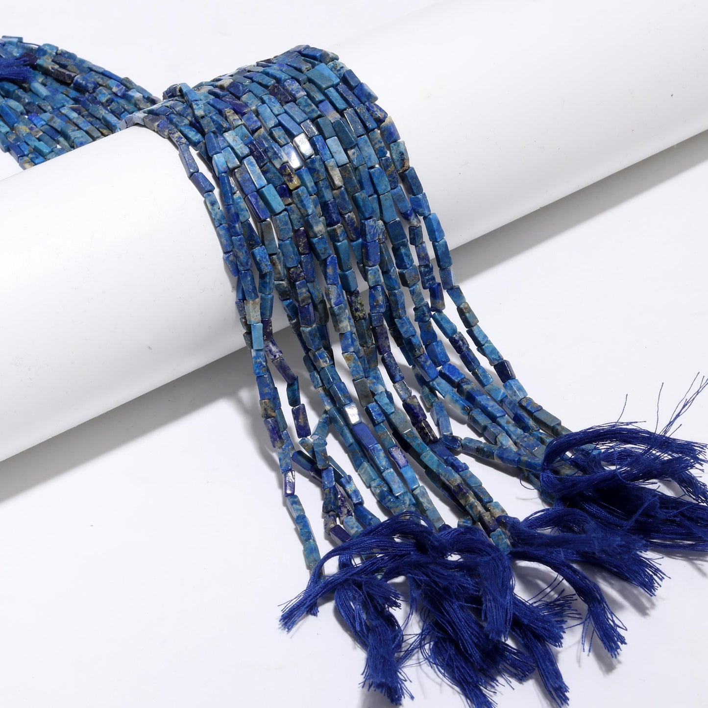 3 Strands Lapis Lazuli Pipe Beads 3 MM Lapis Square Pipe Beads Natural Lapis Lazuli Polished Beads for Handmade Designer Jewelry Making
