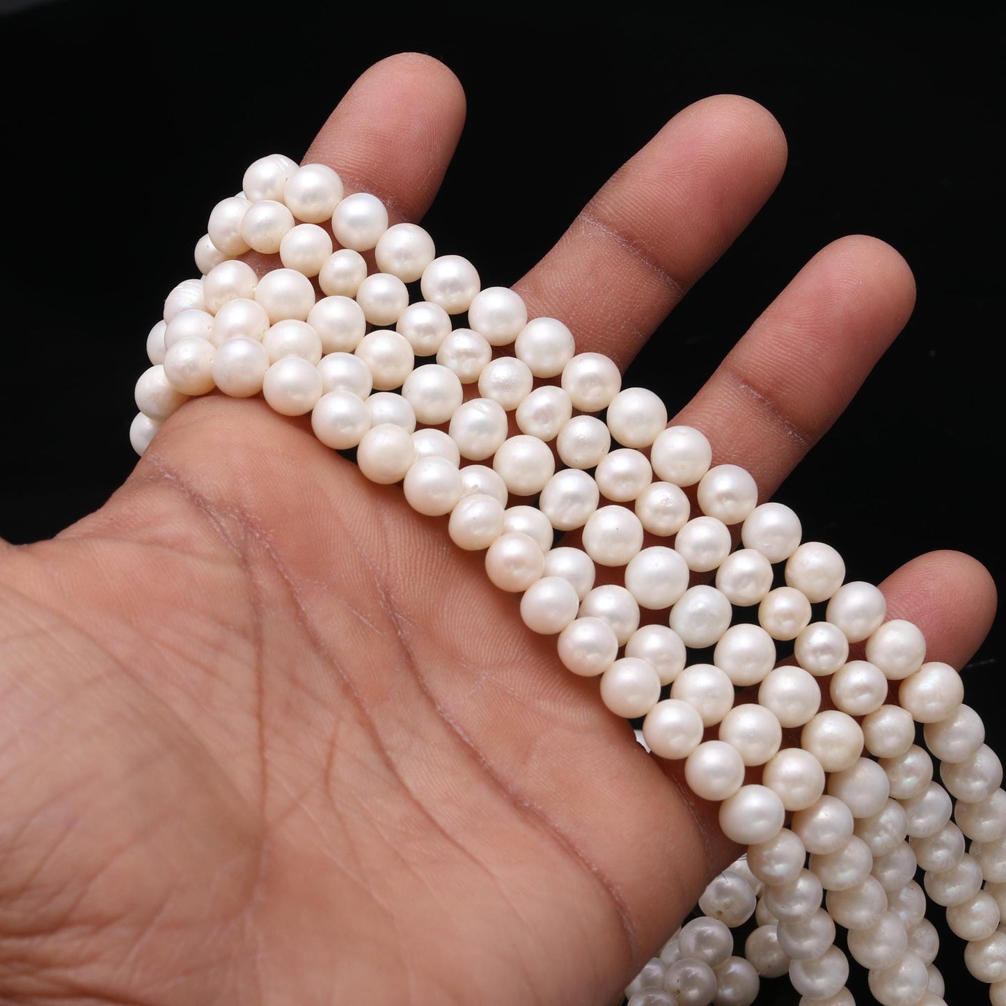 AAA Natural Freshwater Pearls Round Beads, 7MM Round Pearls Freshwater Beads, Smooth Round White Pearl for Jewelry Necklace for Her